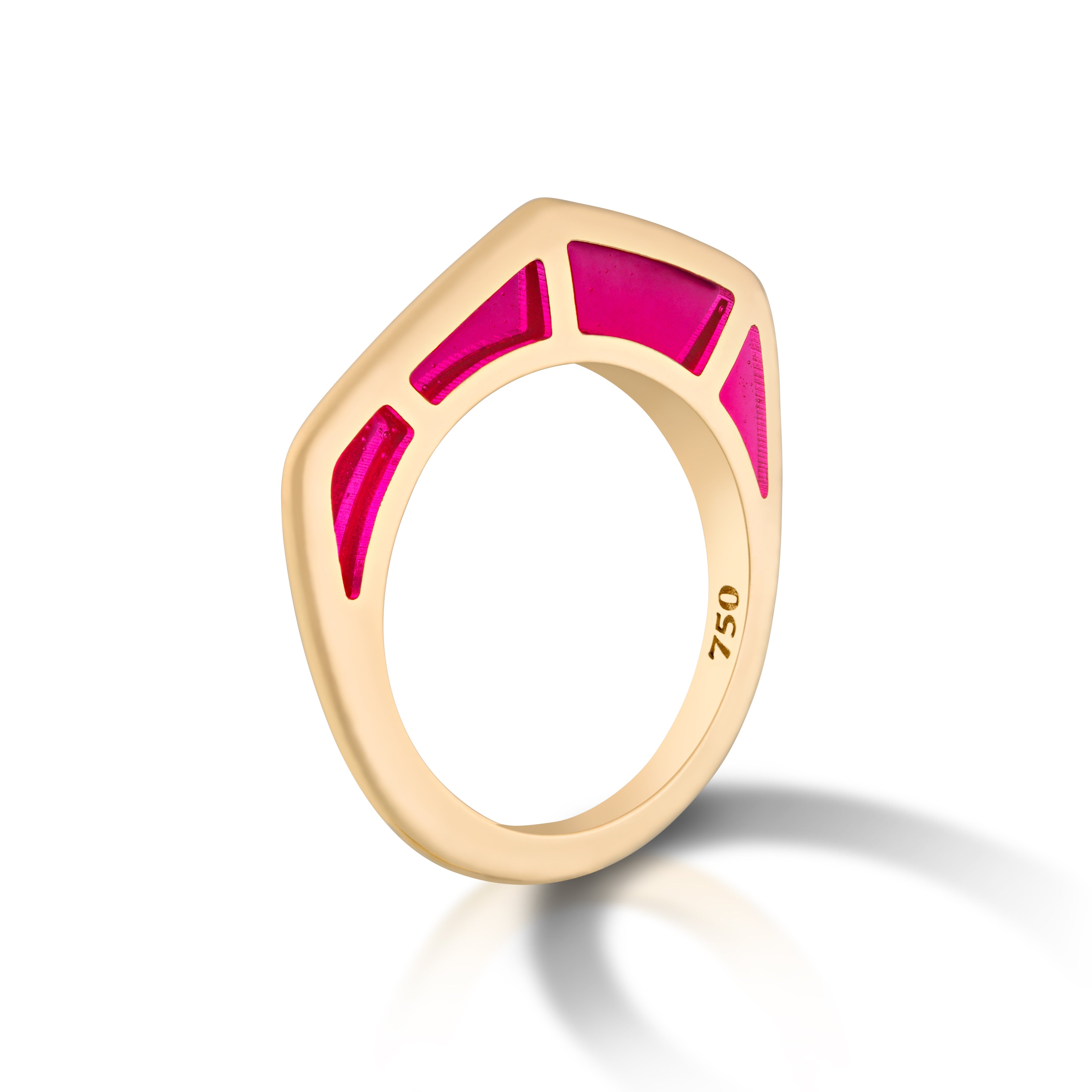 Pink Enamel Gold Ring by fine jewelry designer Andy Lif.