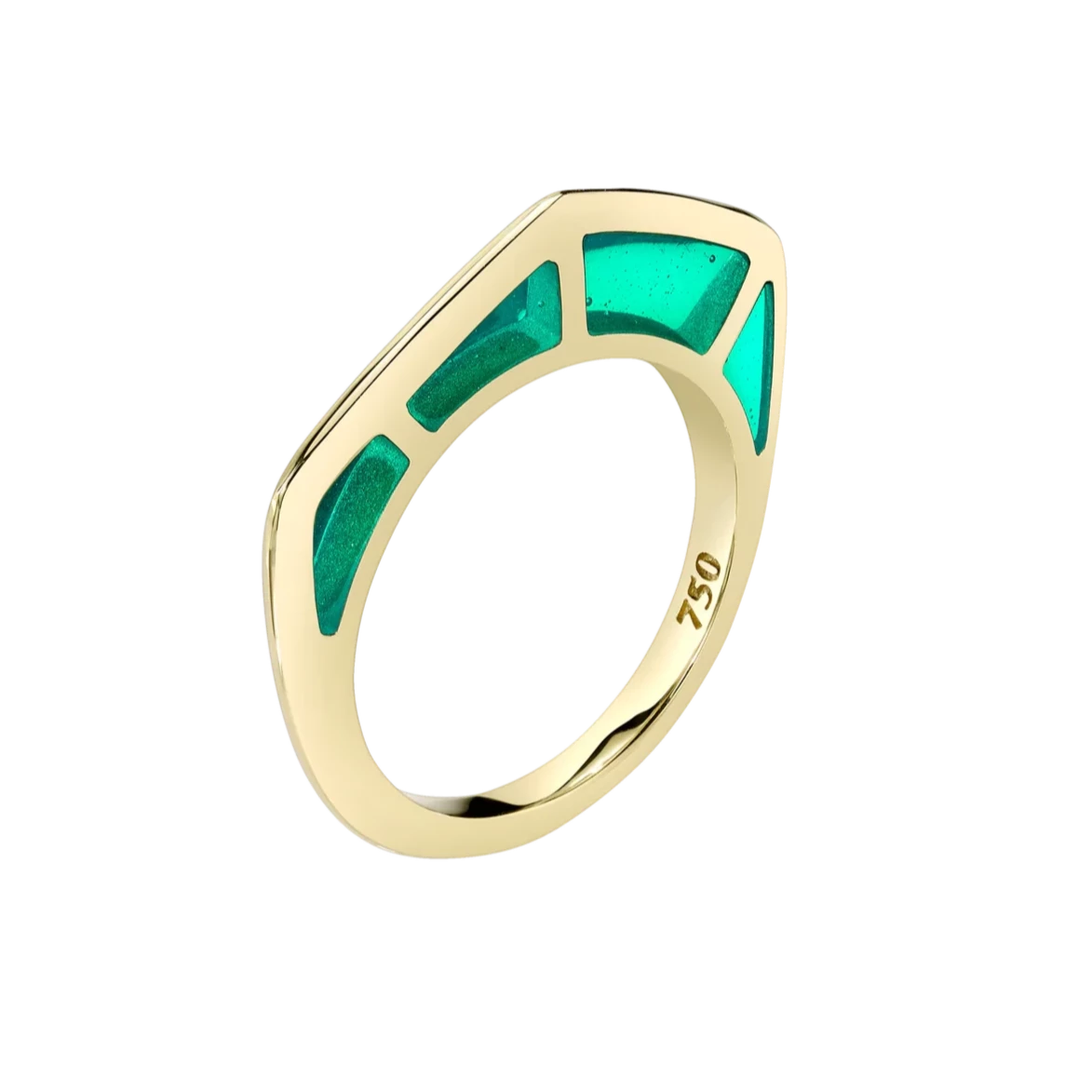 Green Enamel Gold Ring by fine jewelry designer Andy Lif.