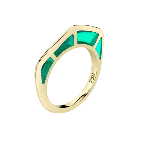 Green Enamel Gold Ring by fine jewelry designer Andy Lif.