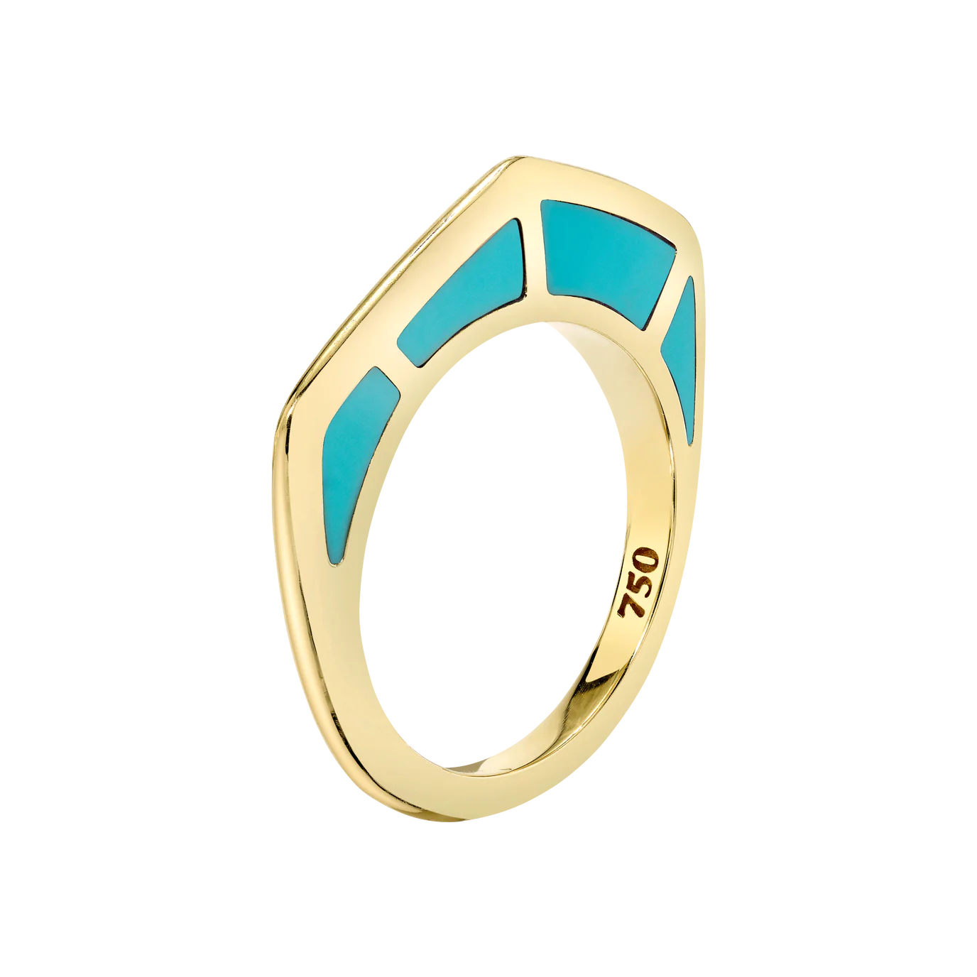 Turquoise Enamel Gold Ring by fine jewelry designer Andy Lif