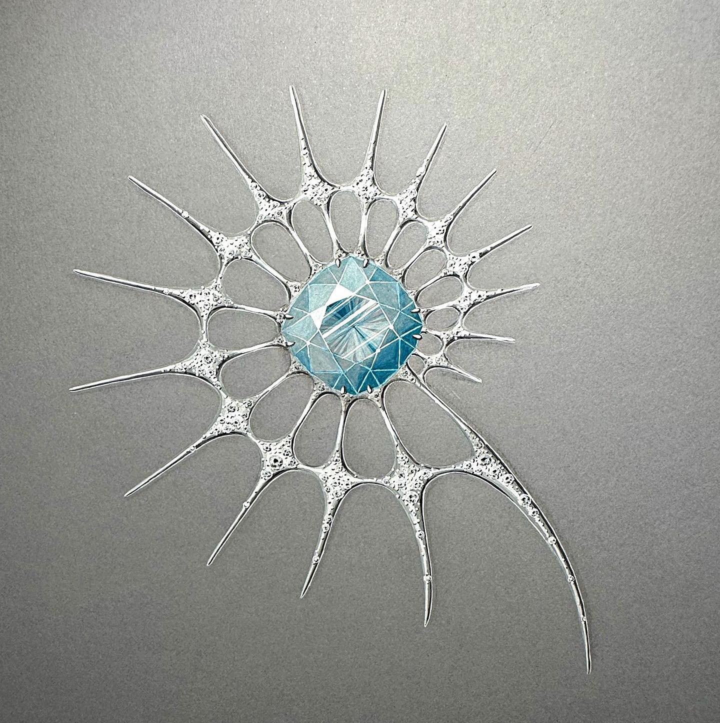 Wearable Art. Topaz brooch. Diamonds. Collectible Design. High Jewelry by Capucine H
