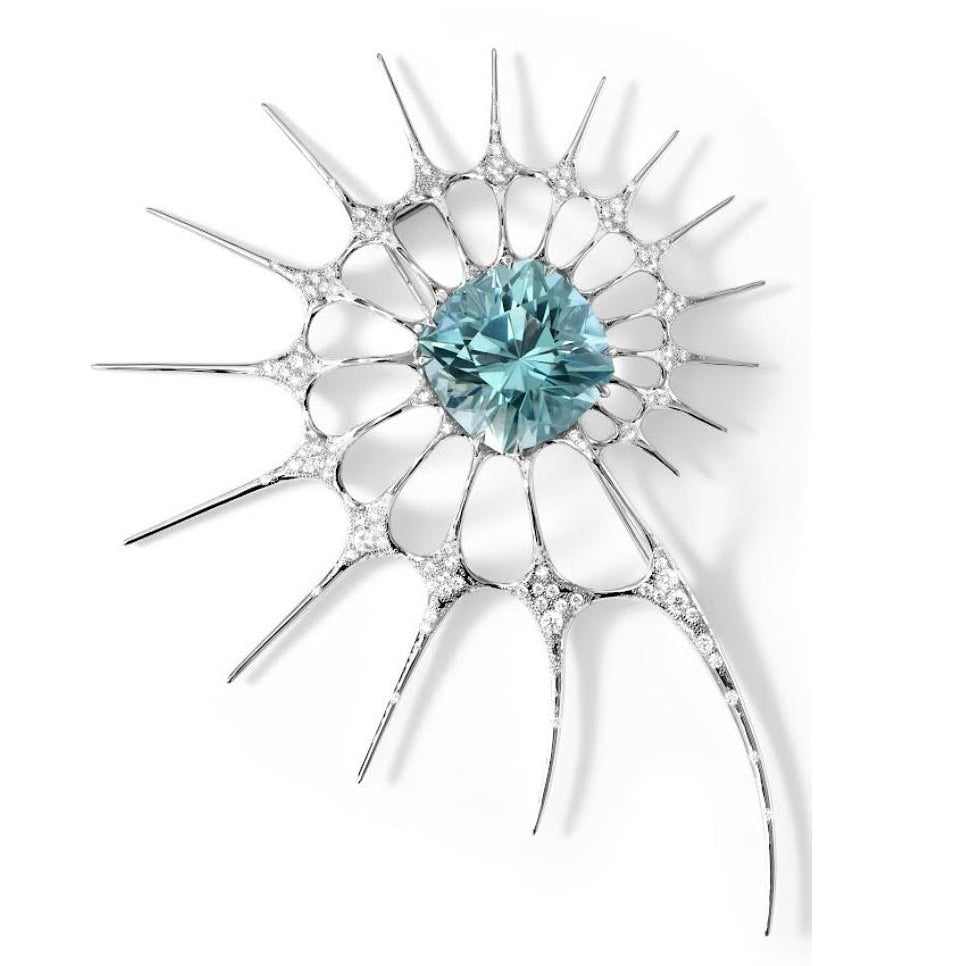 Wearable Art. Topaz brooch. Diamonds. Collectible Design. High Jewelry by Capucine H