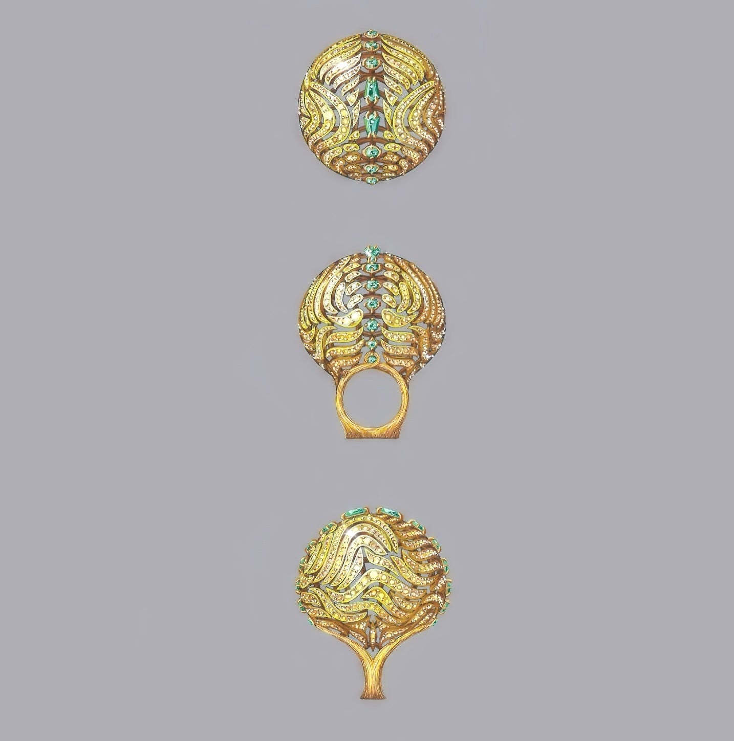 Capucine H. Wearable Art. High jewelry creation. Paris. Champagne Diamond. 18k gold. Collectible jewel. Ethos of London