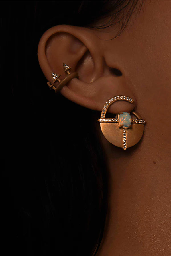 Ashaha Hiba earrings expertly crafted in 18k yellow gold, with diamonds, opals.