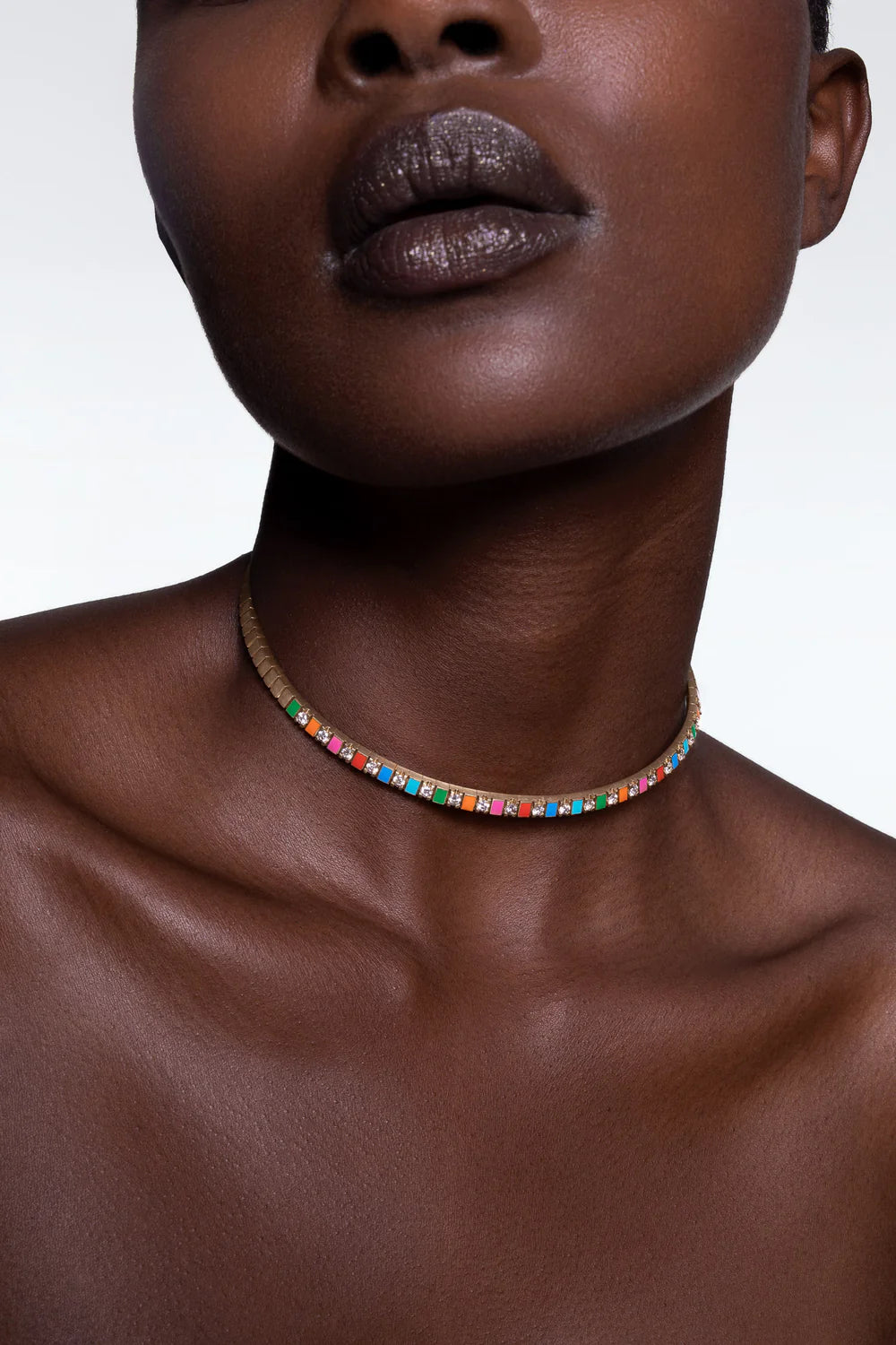 Ashaha's rainbow choker 18k gold and diamonds. Luxury gift. Contemporary Heirloom.