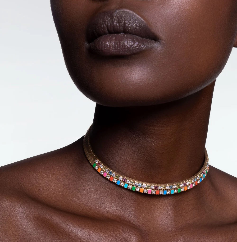 Ashaha's rainbow choker 18k gold, diamond. Luxury gift. Contemporary Heirloom.