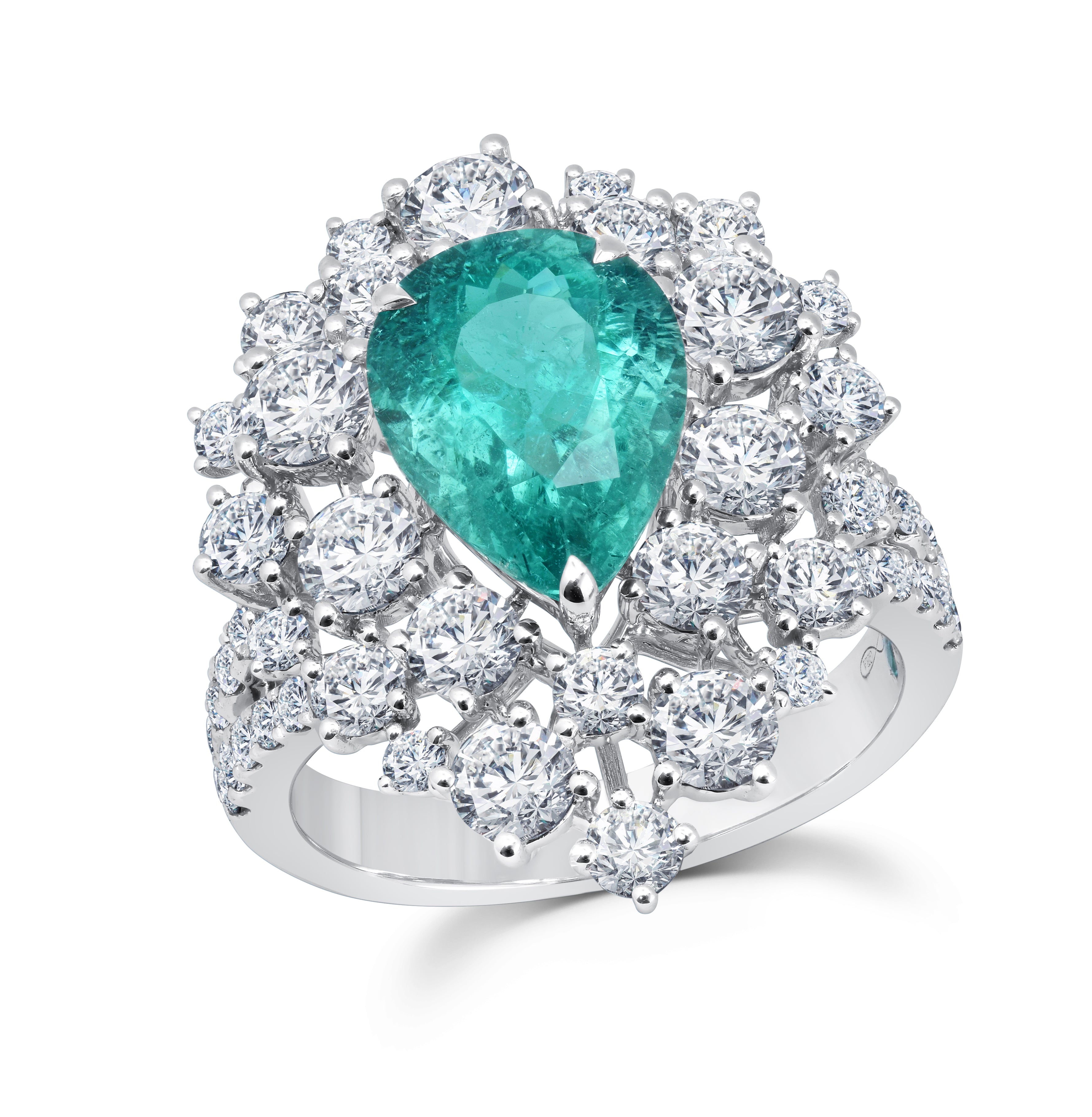 Diamonds and Paraiba Tourmaline couture ring by award winning fine jewelry designer Graziela