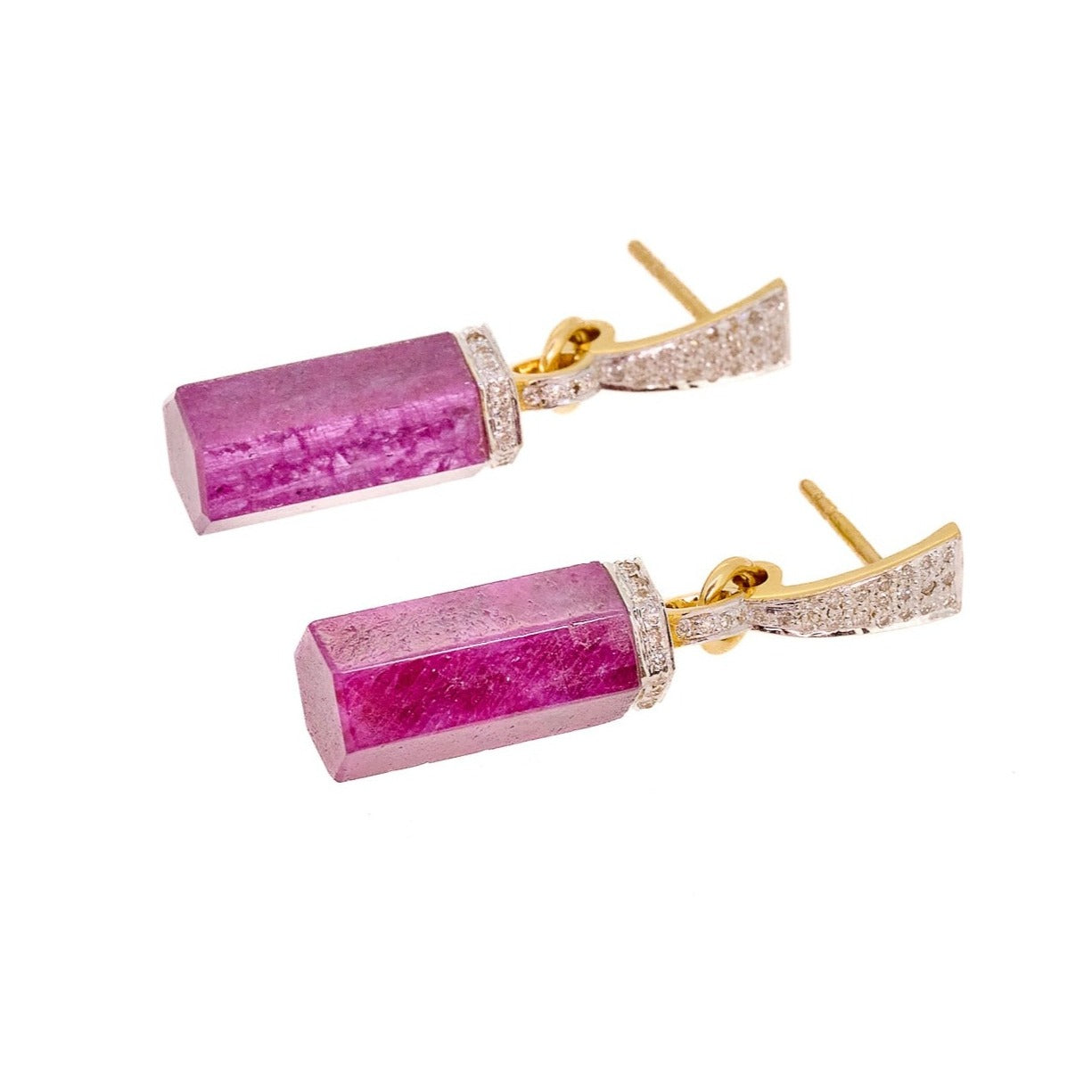 Ruby diamond earrings by fine jewelry designer Jade Jagger