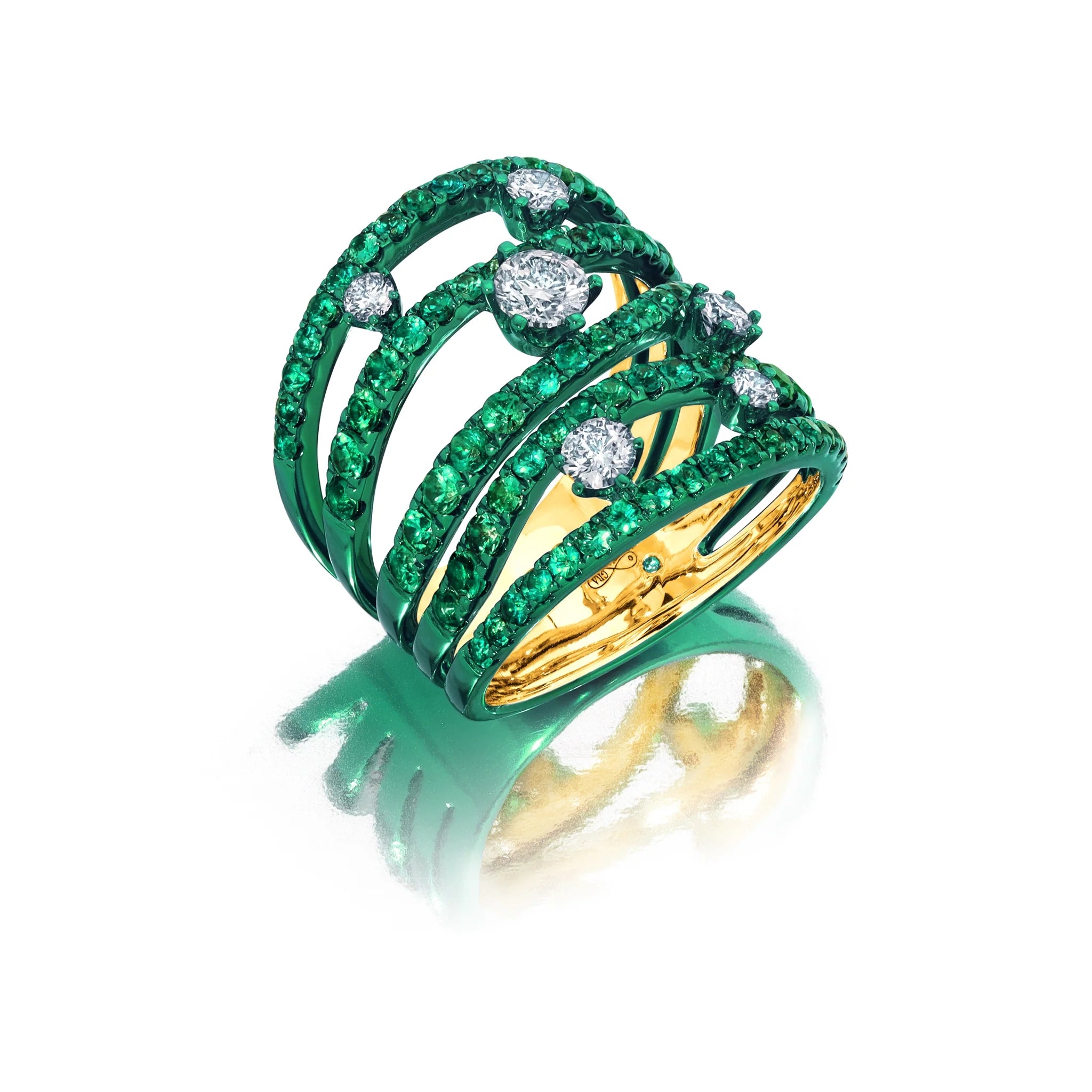 Diamonds Emerald Rio Cage ring by Graziela Gems, luxury gifting