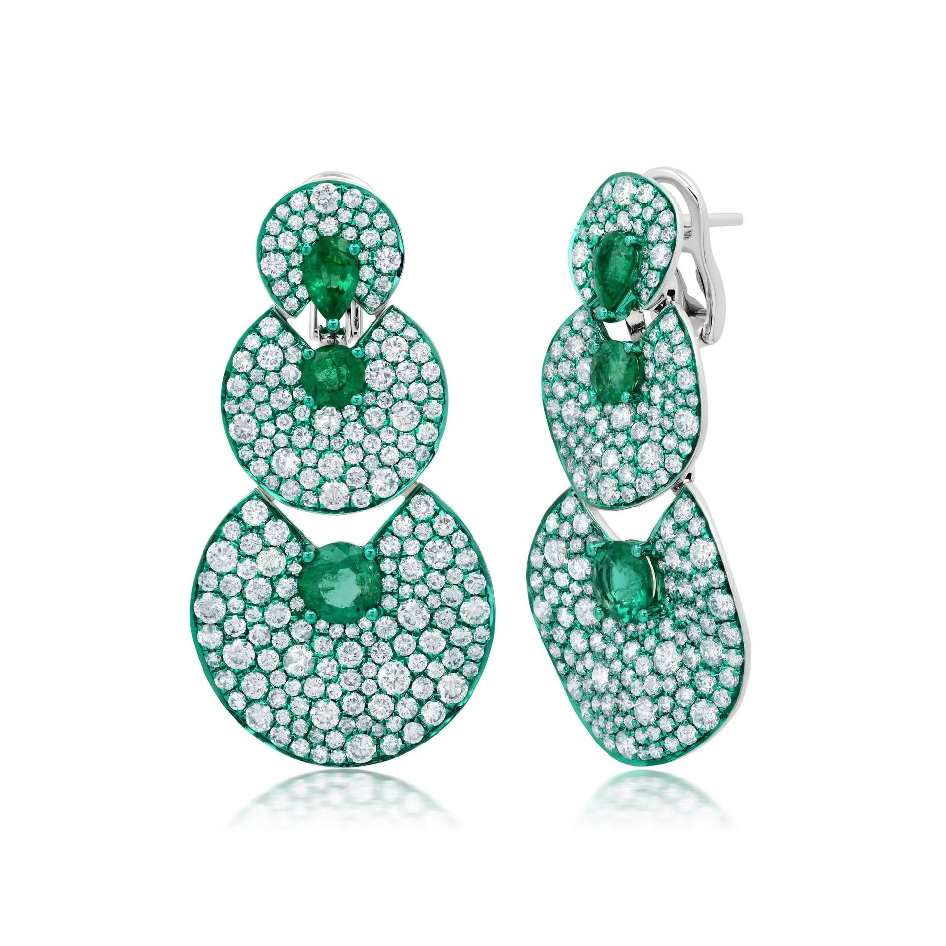 Emerald Diamond Earrings, fine jewelry, Graziela