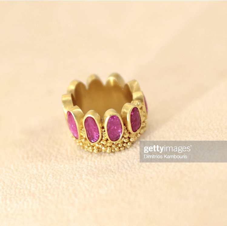 22 karat gold ruby ring by Linda Hoj. Wearable art. Getty Images. Dimitrios Kambouris.