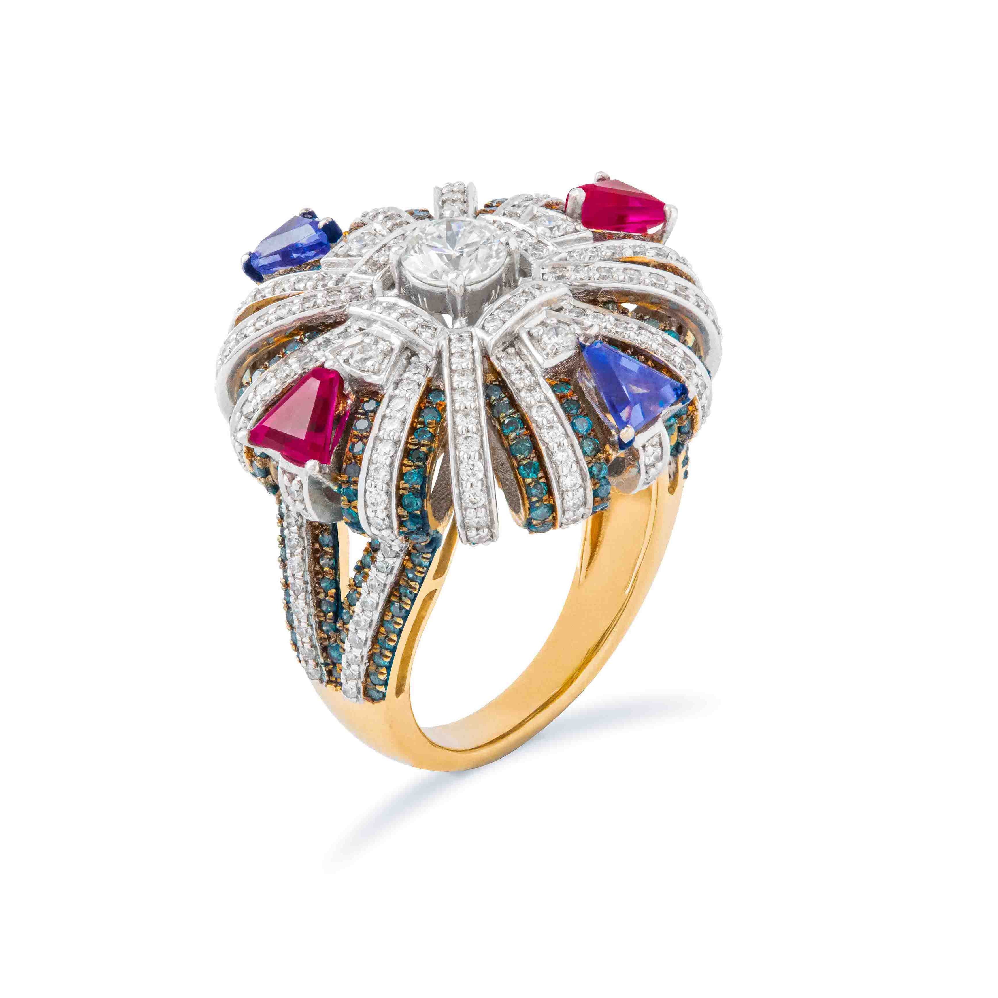Art Deco Bombay Queen's Ring by Surat Jewels, as seen in V Magazine May 2025