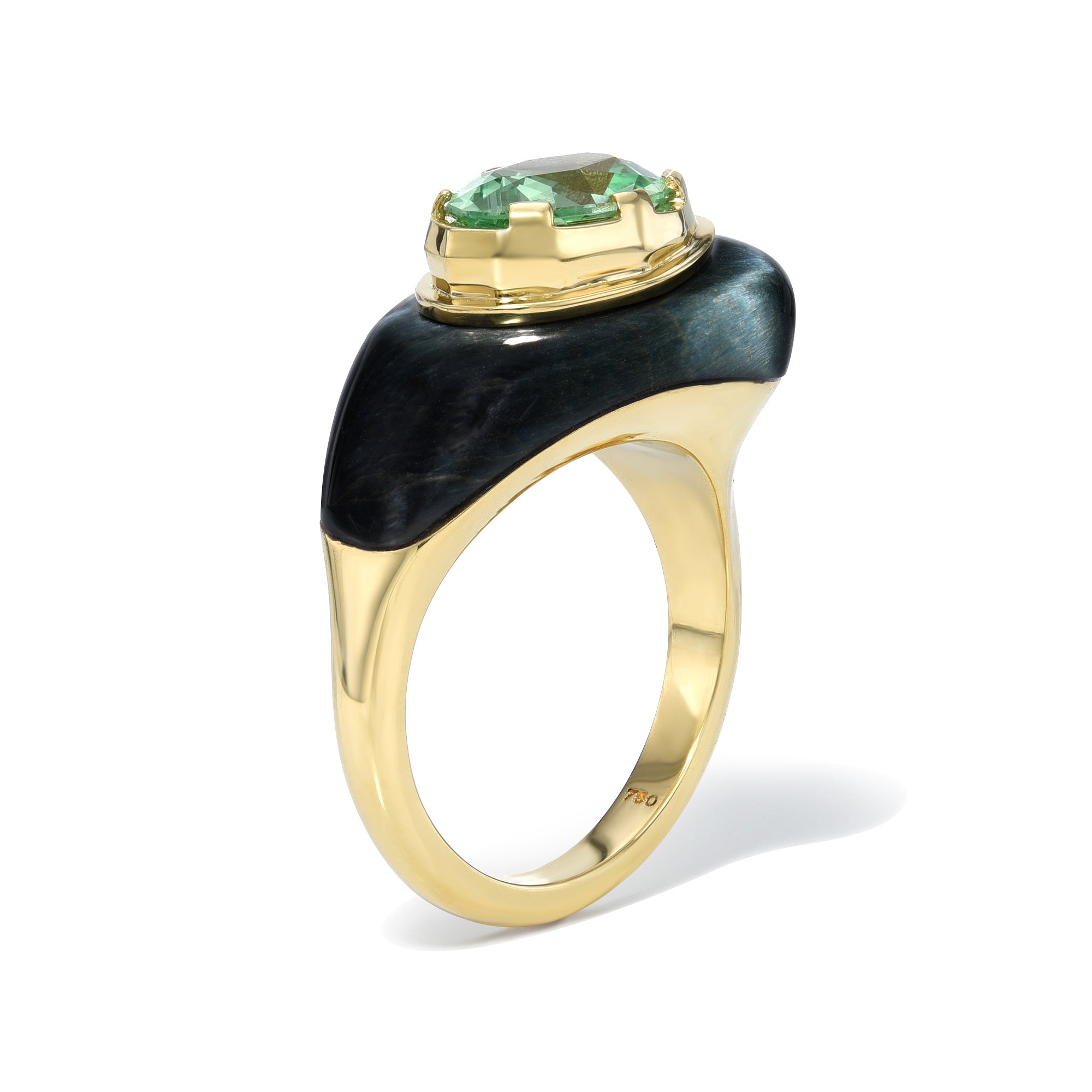 Green Tourmaline Black Jade ring by fine jewelry designer House of Lif