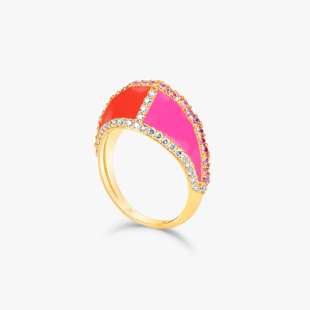 Ashaha Jewelry. Kahina pink diamonds sapphire ring in 18k gold. Luxury gifting.