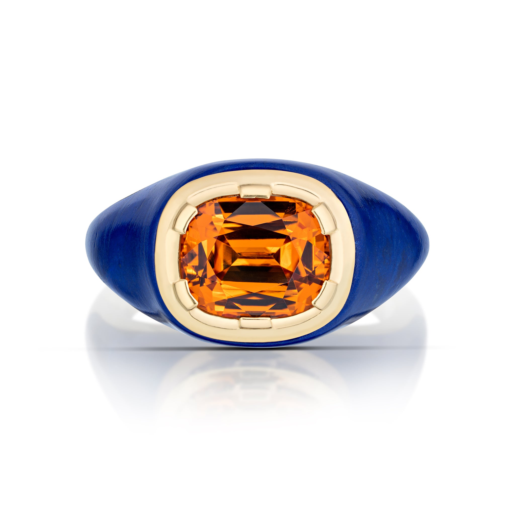 Lapis Lazuli stone inlay ring by fine jewelry designer Andy Lif