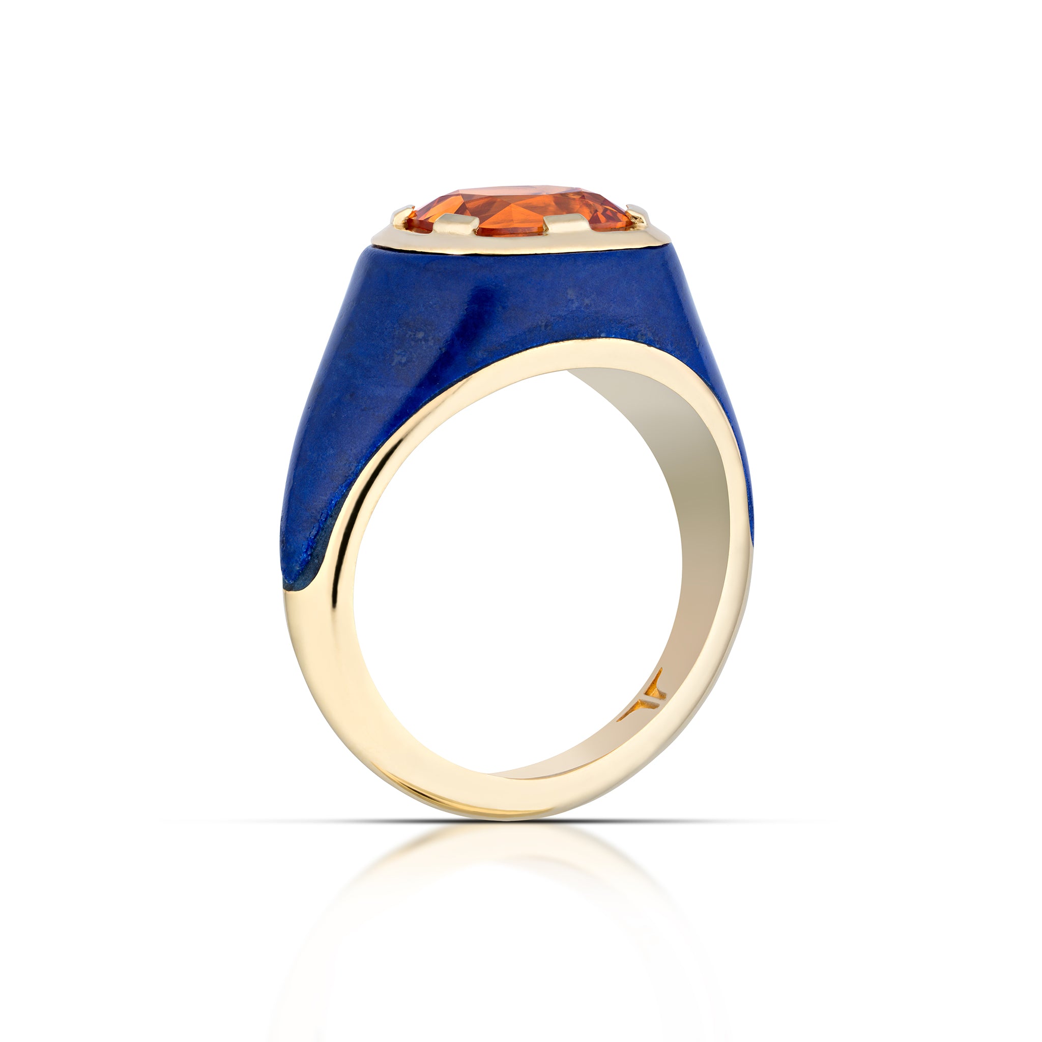 Lapis Lazuli stone inlay ring by fine jewelry designer Andy Lif