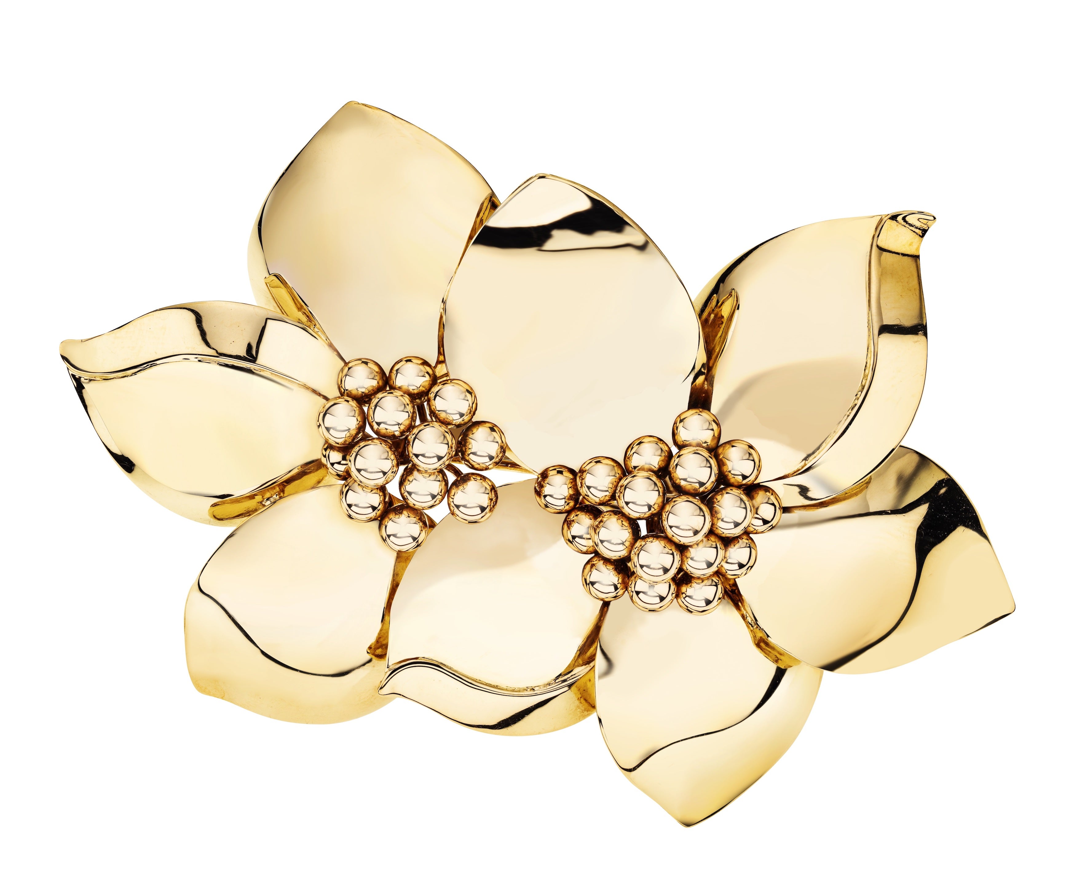 Sabbadani, 18k yellow gold flower brooch, heirloom, art jewel
