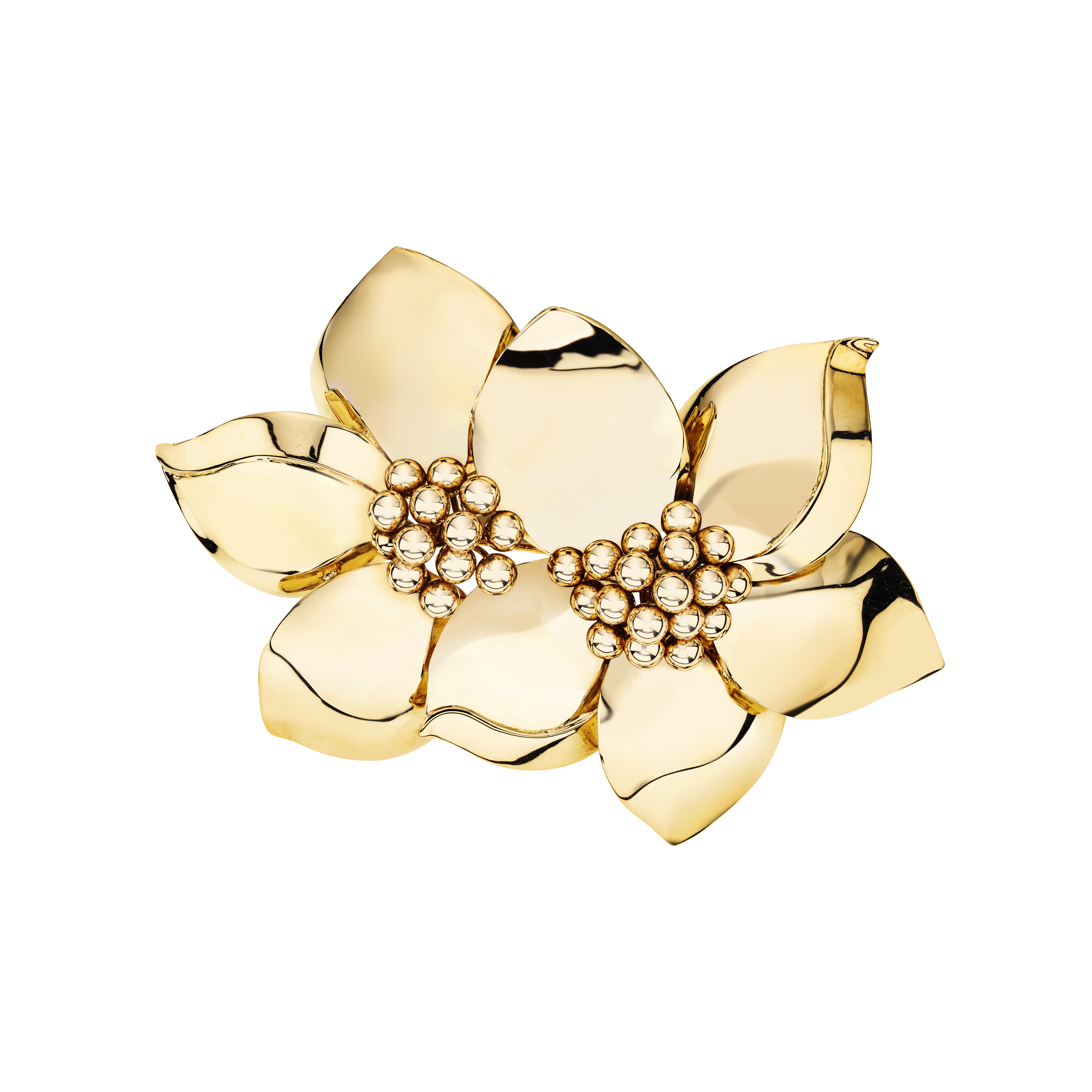 Sabbadani, 18k yellow gold flower brooch, heirloom, art jewel