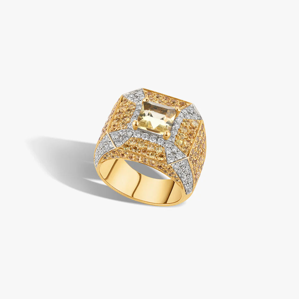 The Juba diamond ring by Ashaha in 18k yellow gold. Contemporary Heirloom.