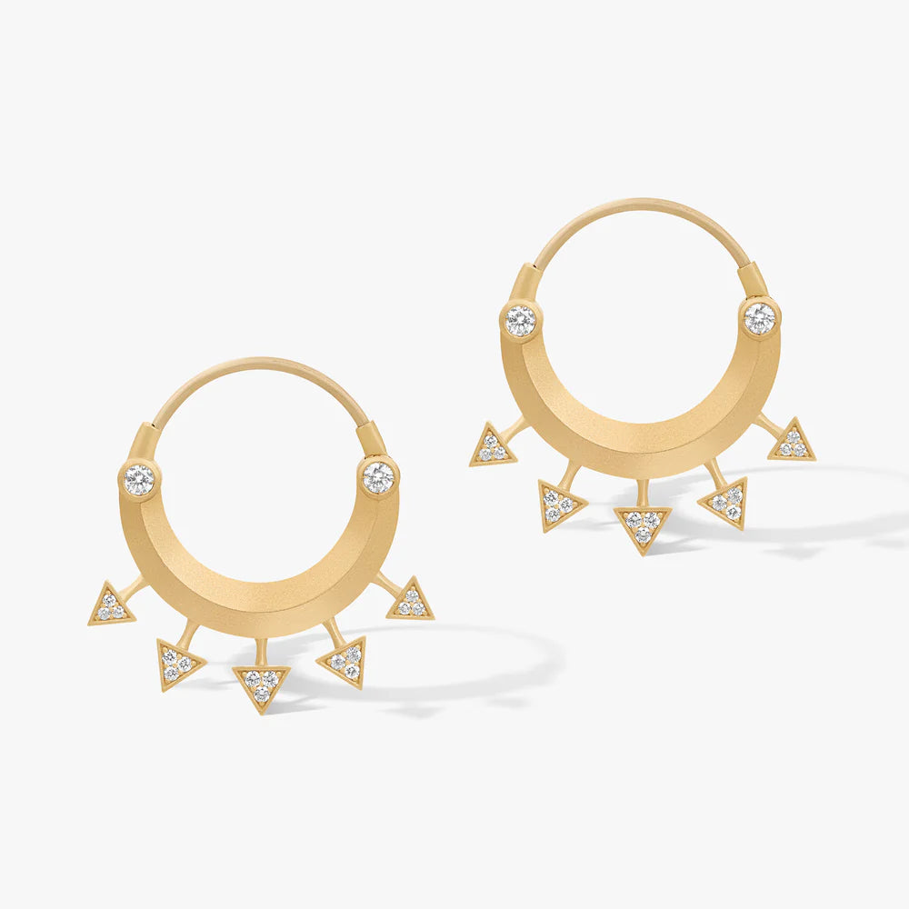 Ulaia diamond earrings by Ashaha in 18k gold with diamonds. Contemporary heirloom.