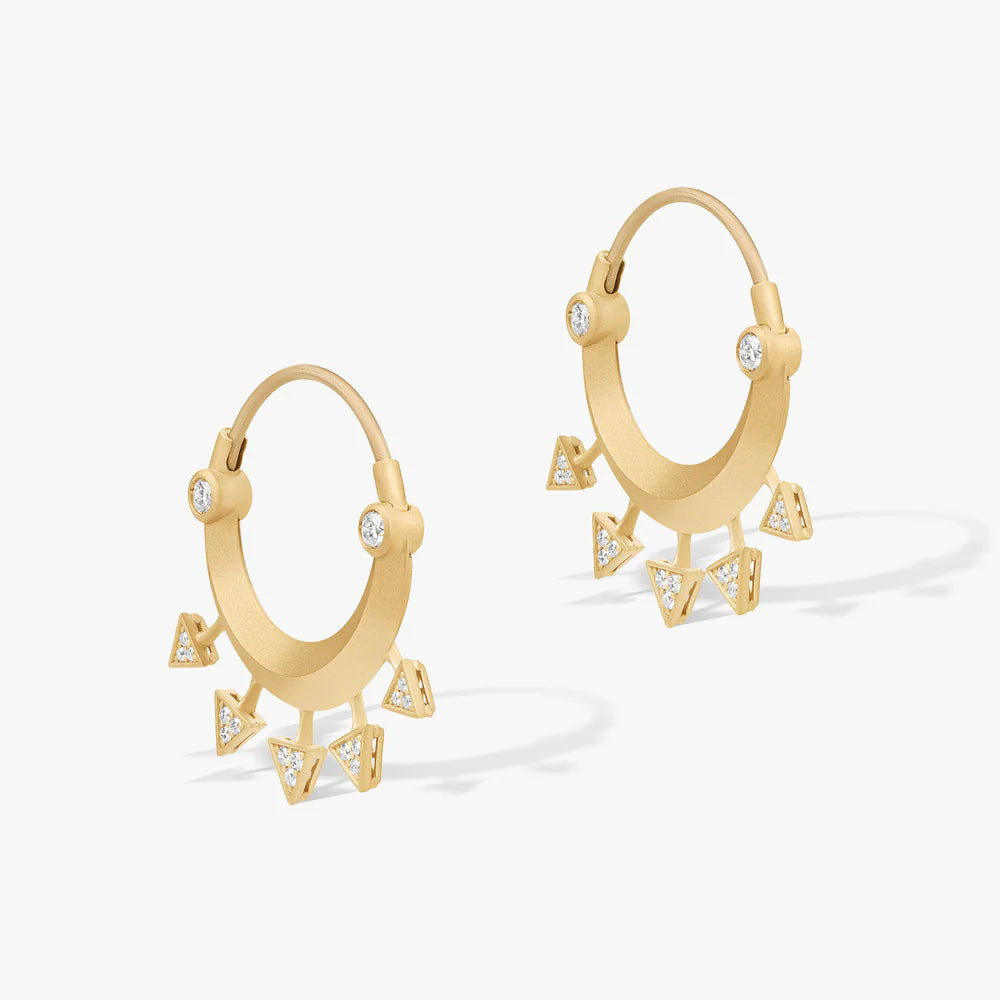 Ulaia diamond earrings by Ashaha in 18k gold with diamonds. Contemporary heirloom.