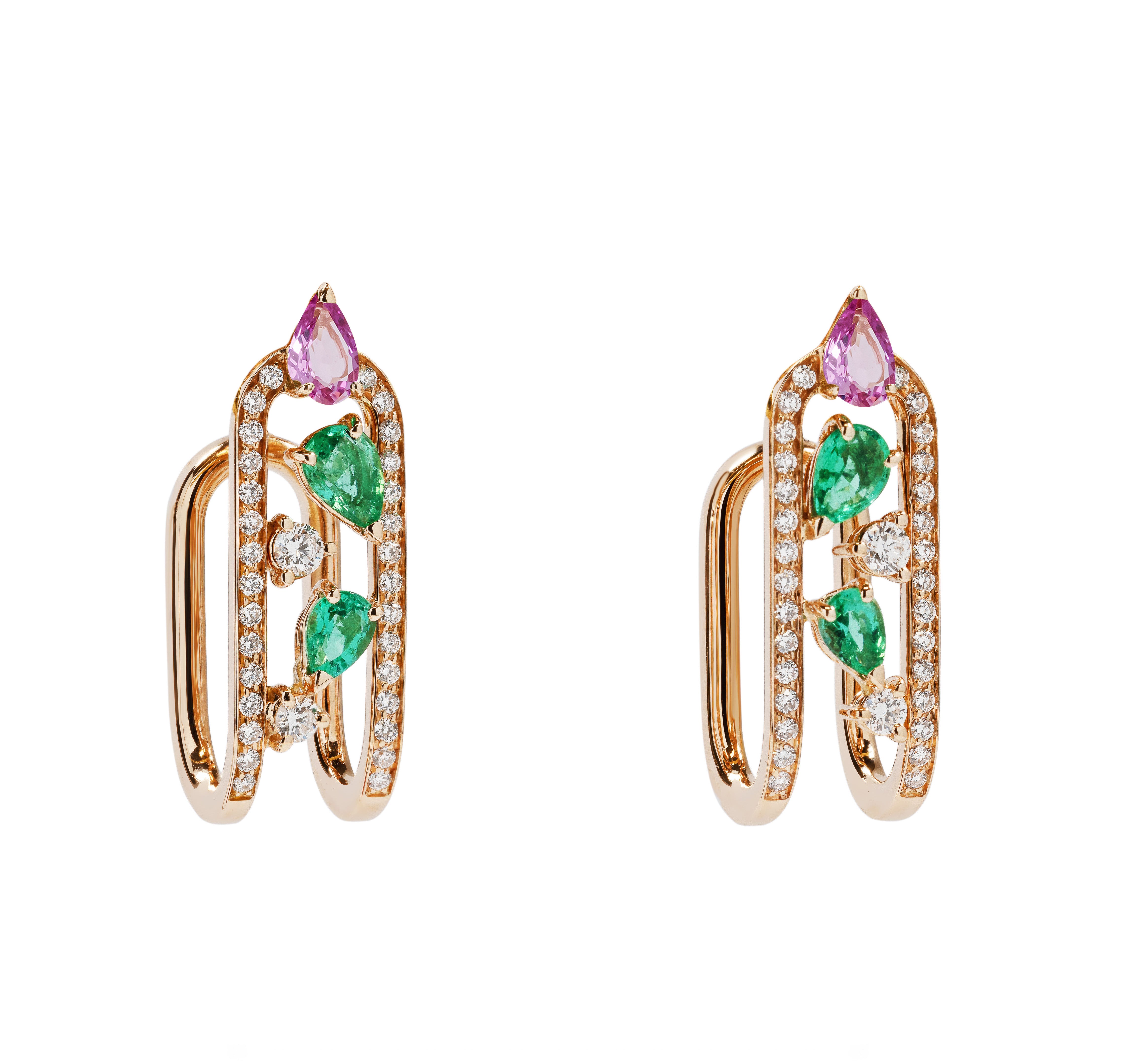 Emerald, Pink Sapphires, Diamonds Earrings by Gismondi 1754