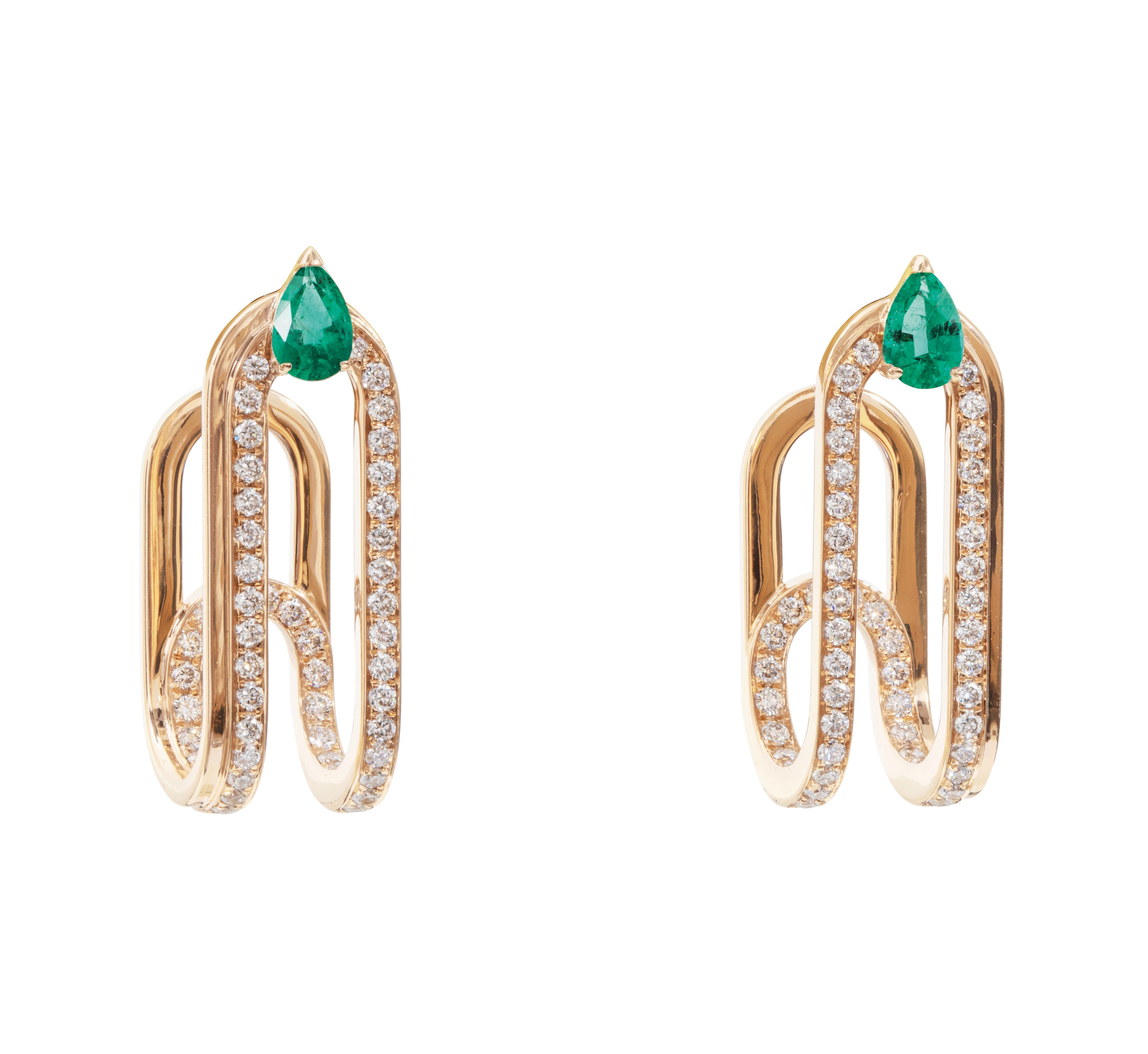Emerald diamond clip earrings by High Jewelry Maison Gismondi 1754