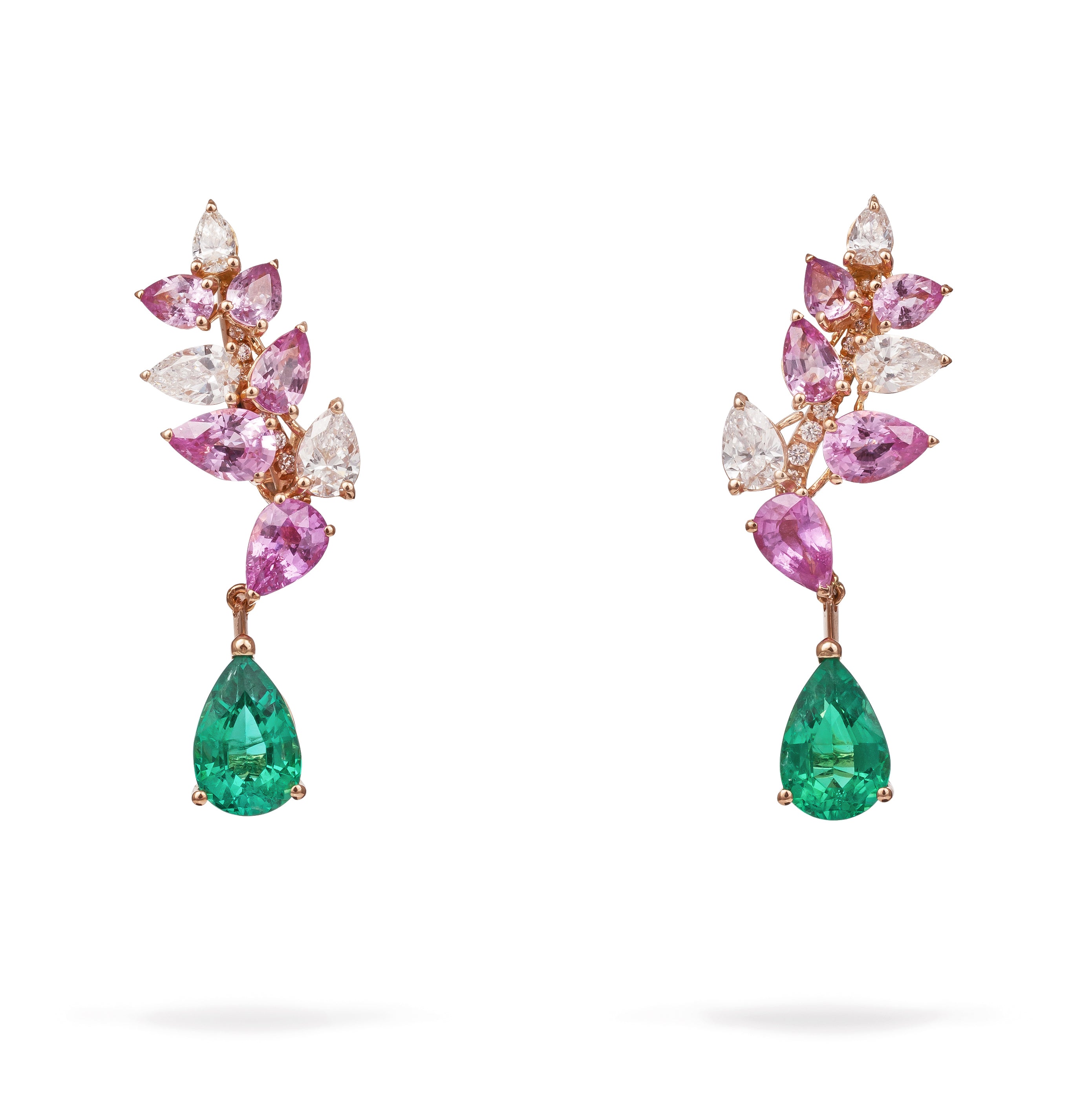 High Jewelry Maison Gismondi 1754, Rose Gold Earrings with Emerald drop
