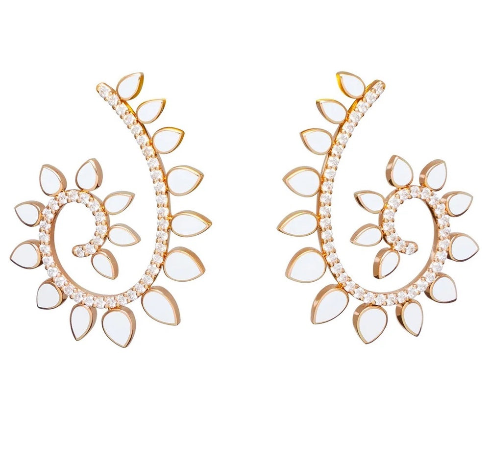Diamond White Ceramic Earrings