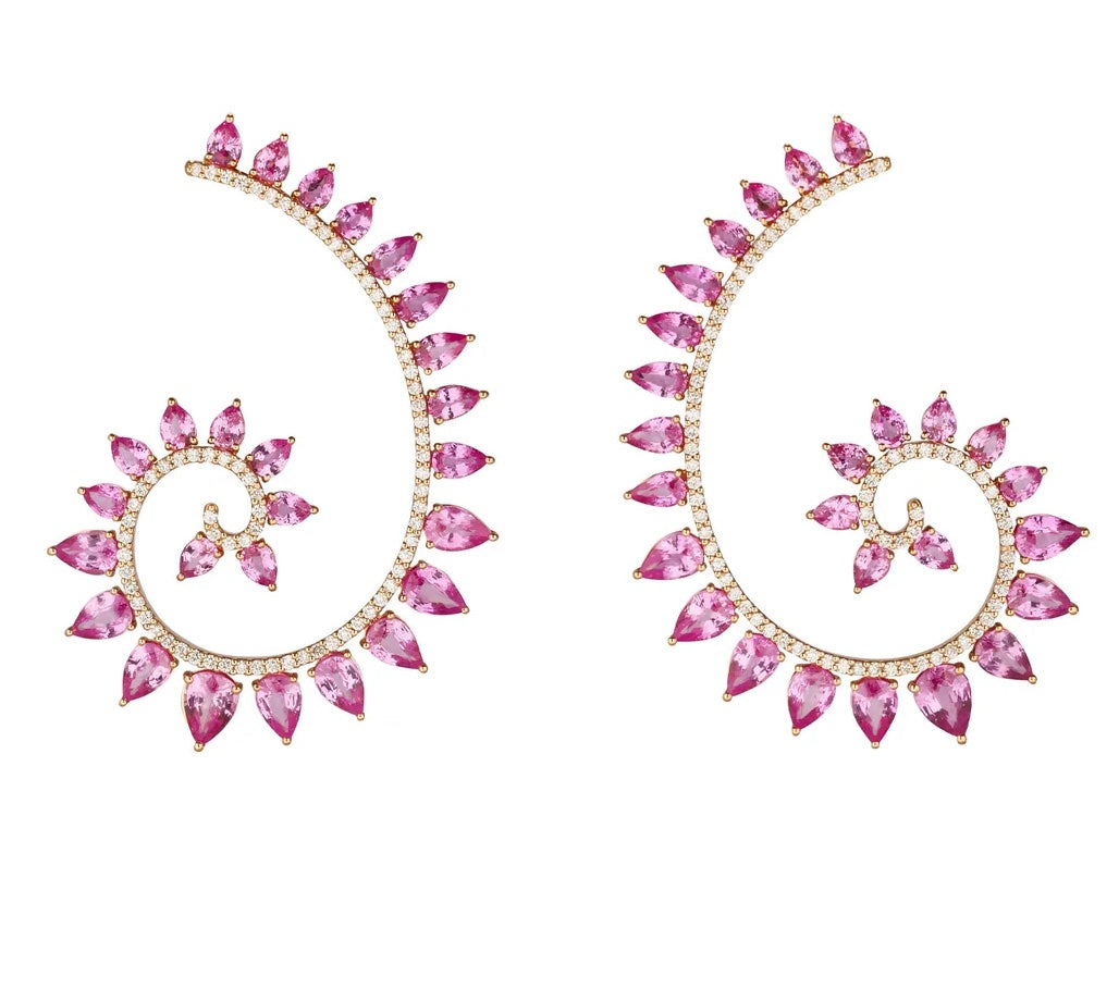 Gismondi 1754, pink sapphire medium size Genesi earrings, high jewelry collection