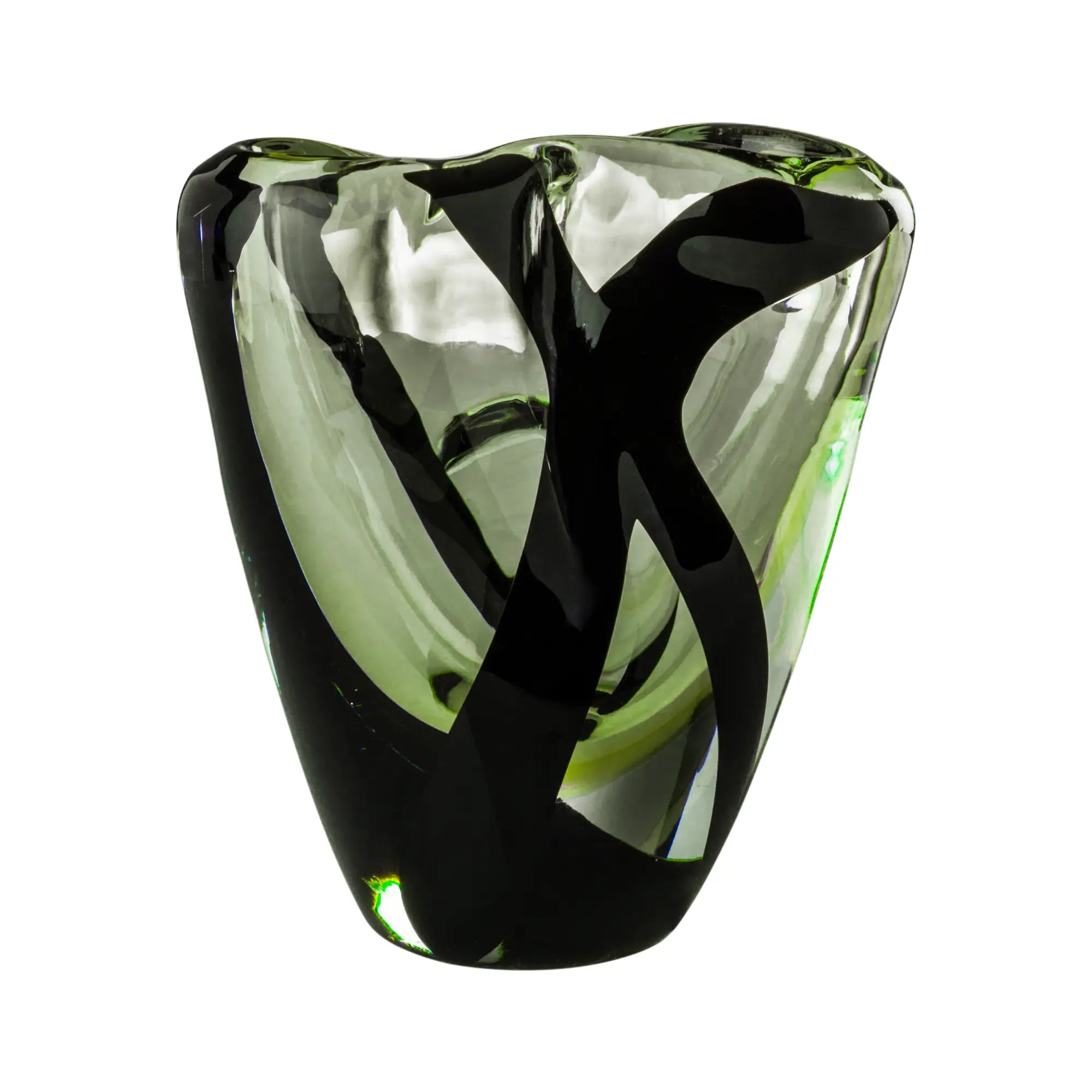 VENINI Murano Glass by Peter Marino. Black Belt vase.