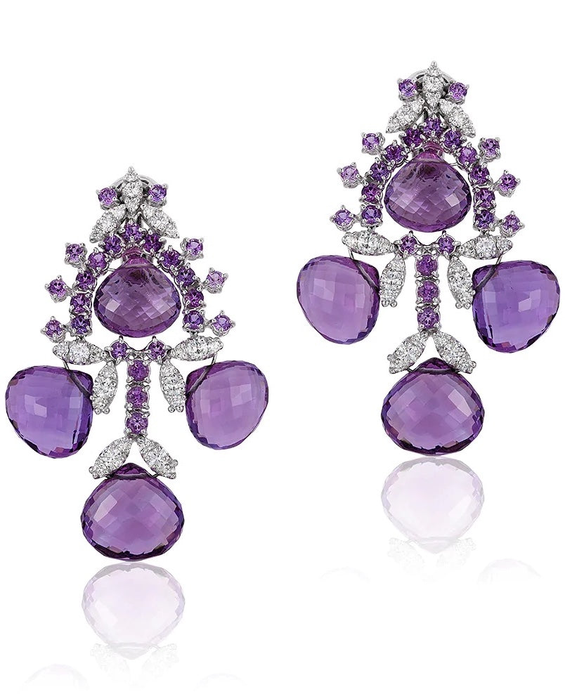 Amethyst and Diamond Earrings