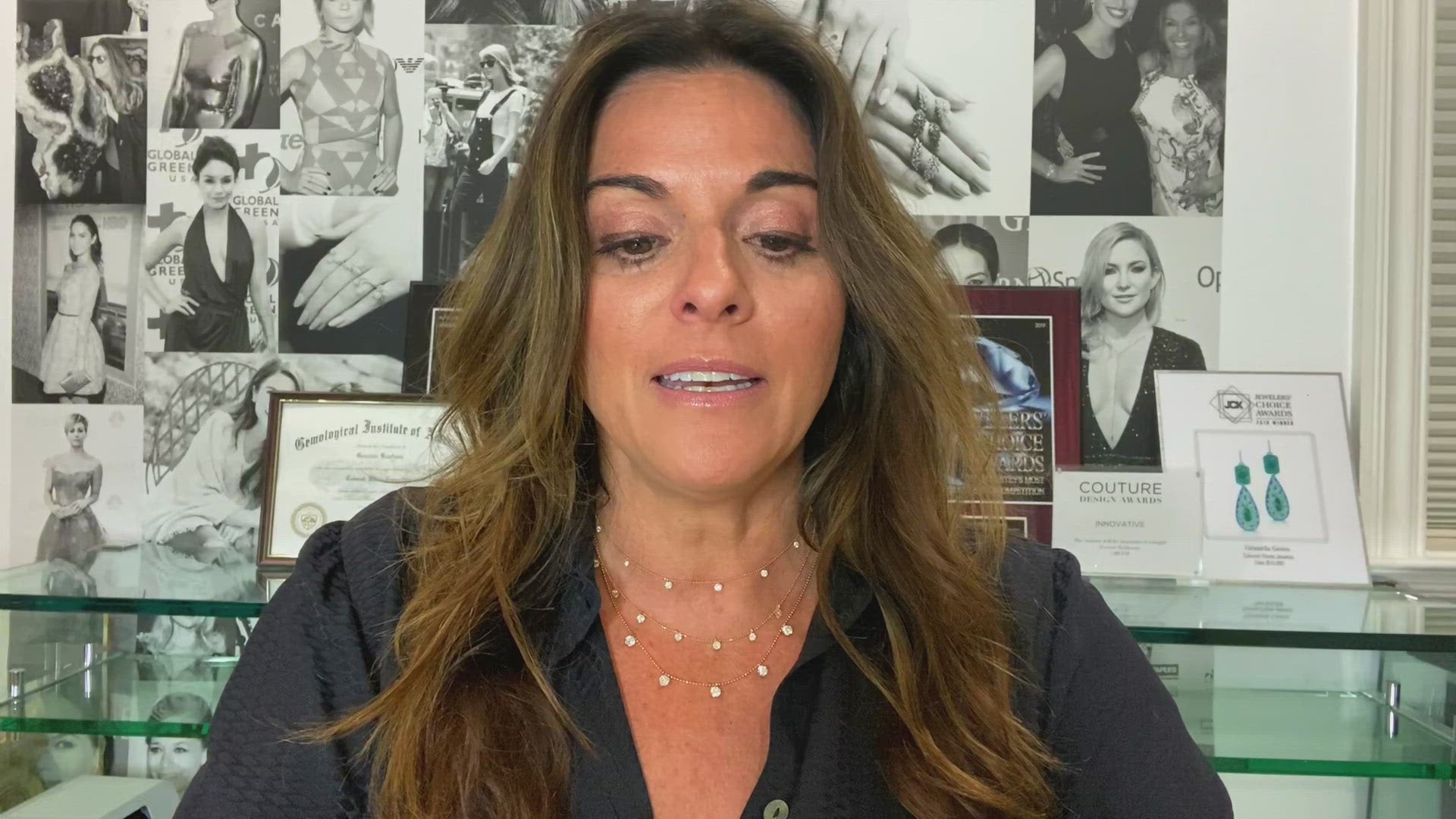 Small Floating Diamond Necklace in 18 karat gold by award winning fine jewelry designer Graziela