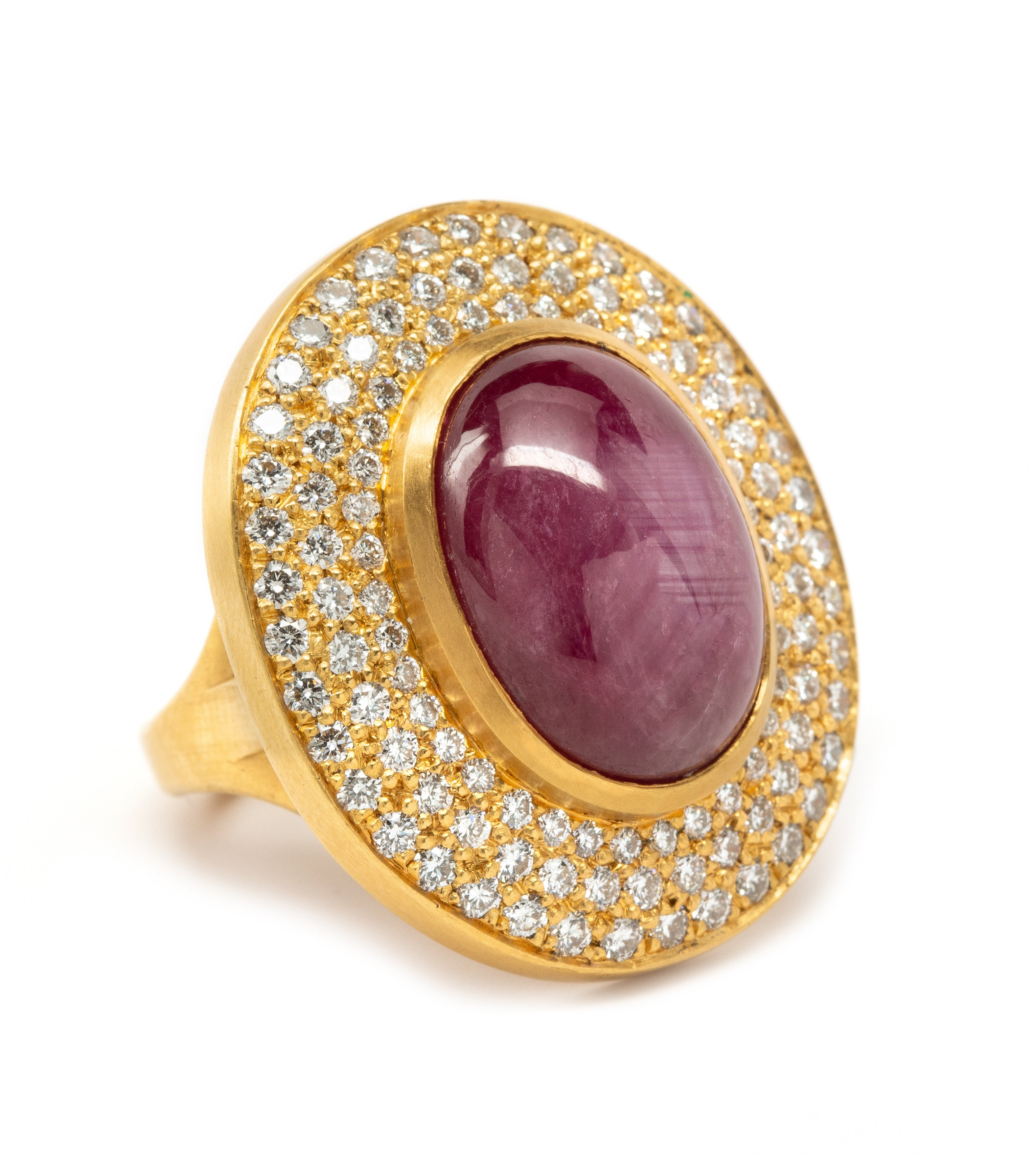 22 karat gold one of a king Ruby and Diamond ring by fine jewelry designer Linda Hoj