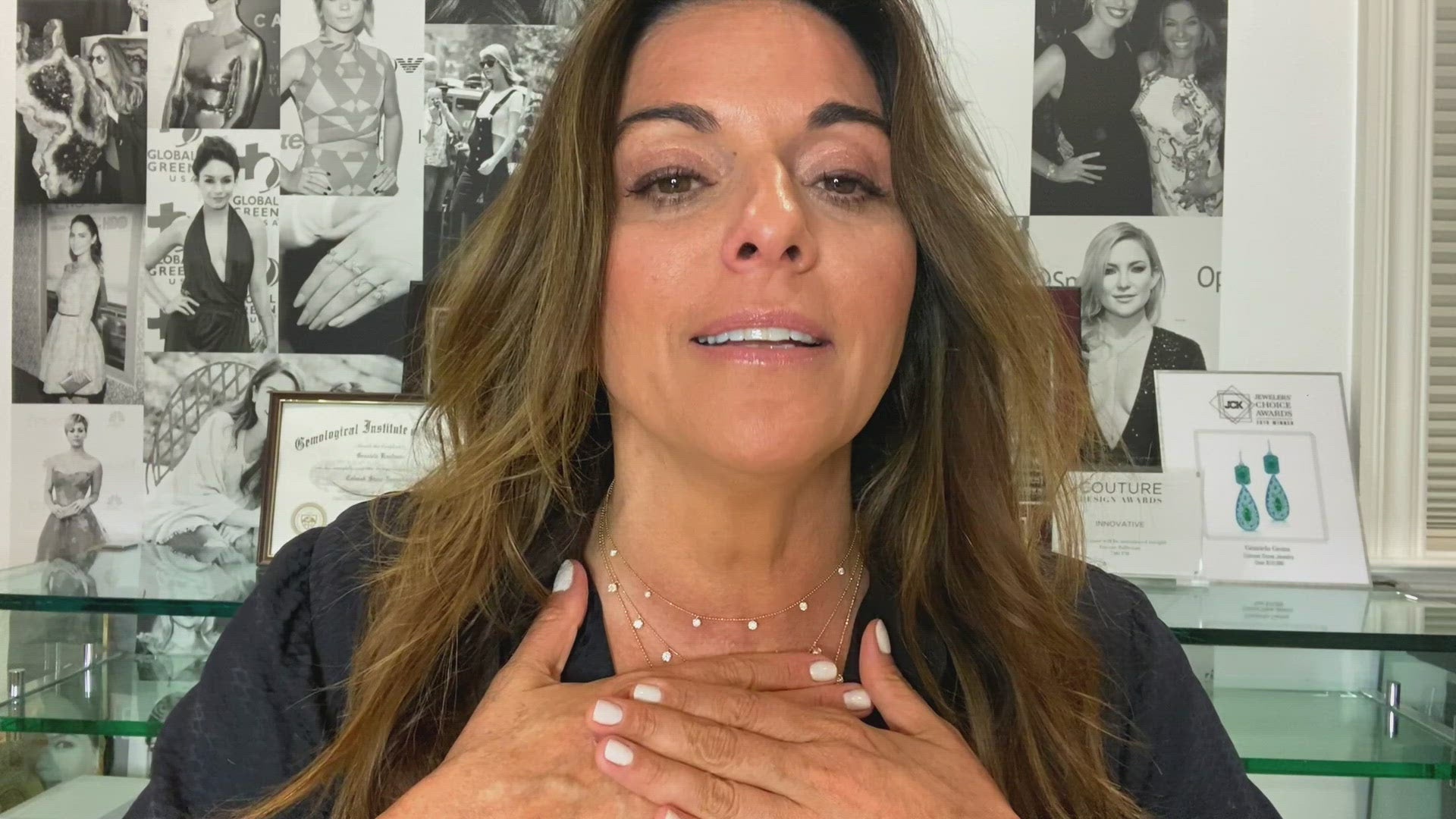 Medium Floating Diamond Necklace in 18 karat gold, fully adjustable, by award winning fine jewelry designer Graziela