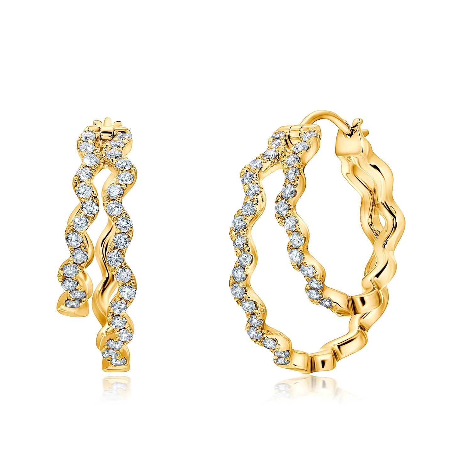 Diamond Double Hoop Earrings by fine jewelry designer Graziela