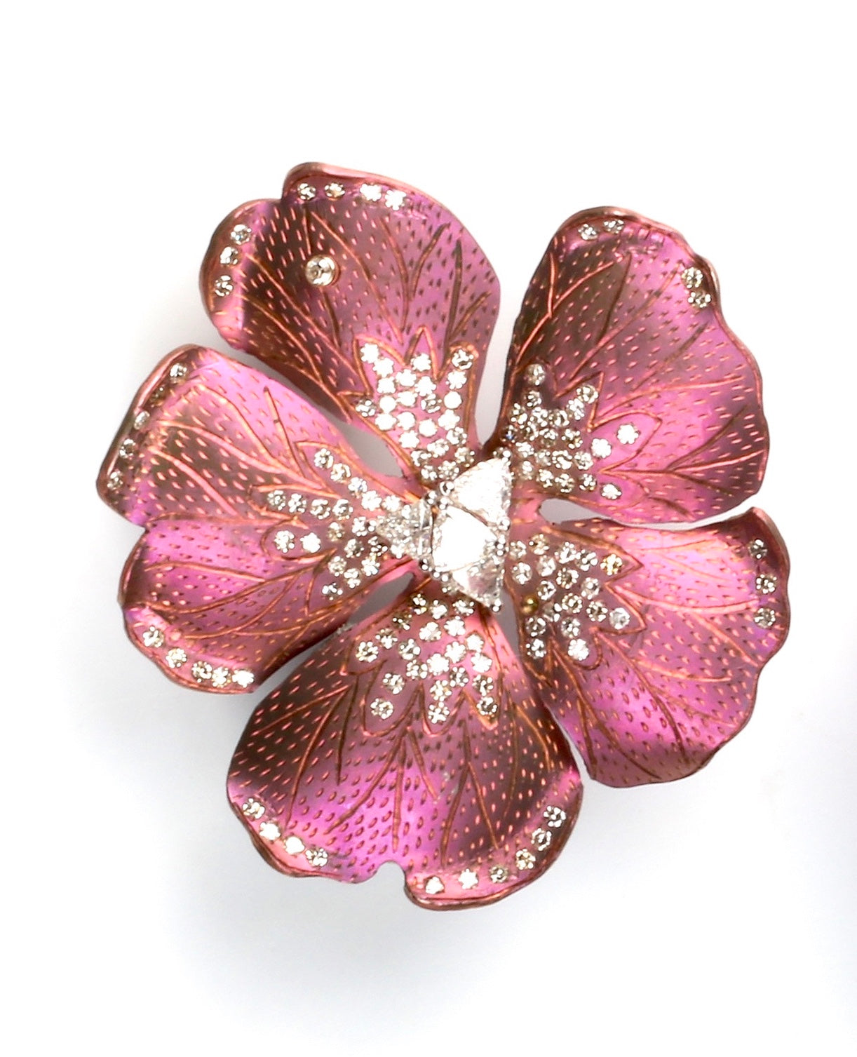 18k gold heirloom. Flower earrings with diamonds by fine jewelry designer ESTAA