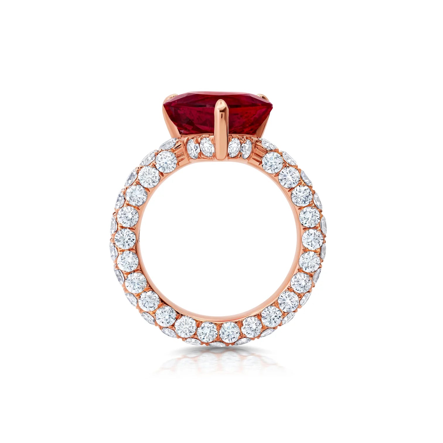 Rubellite and Diamond three sided ring by fine jewelry designer Graziela