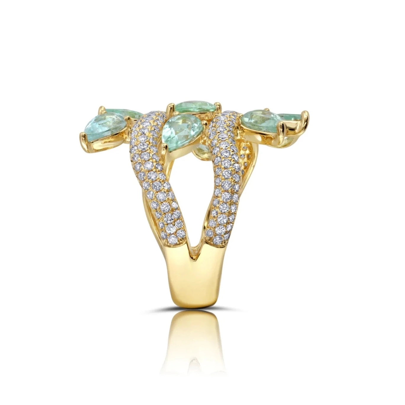 Paraiba Tourmaline and Diamond Vine ring by award winning fine jewelry designer  Graziela Gems