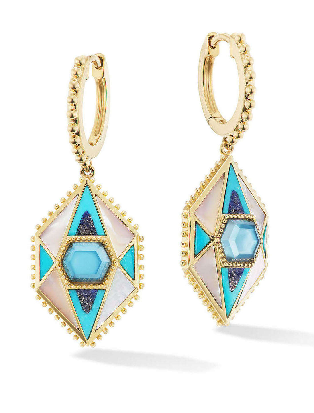 Lapis earrings made in 18 karat yellow Gold by fine jewelry designer Orly Marcel