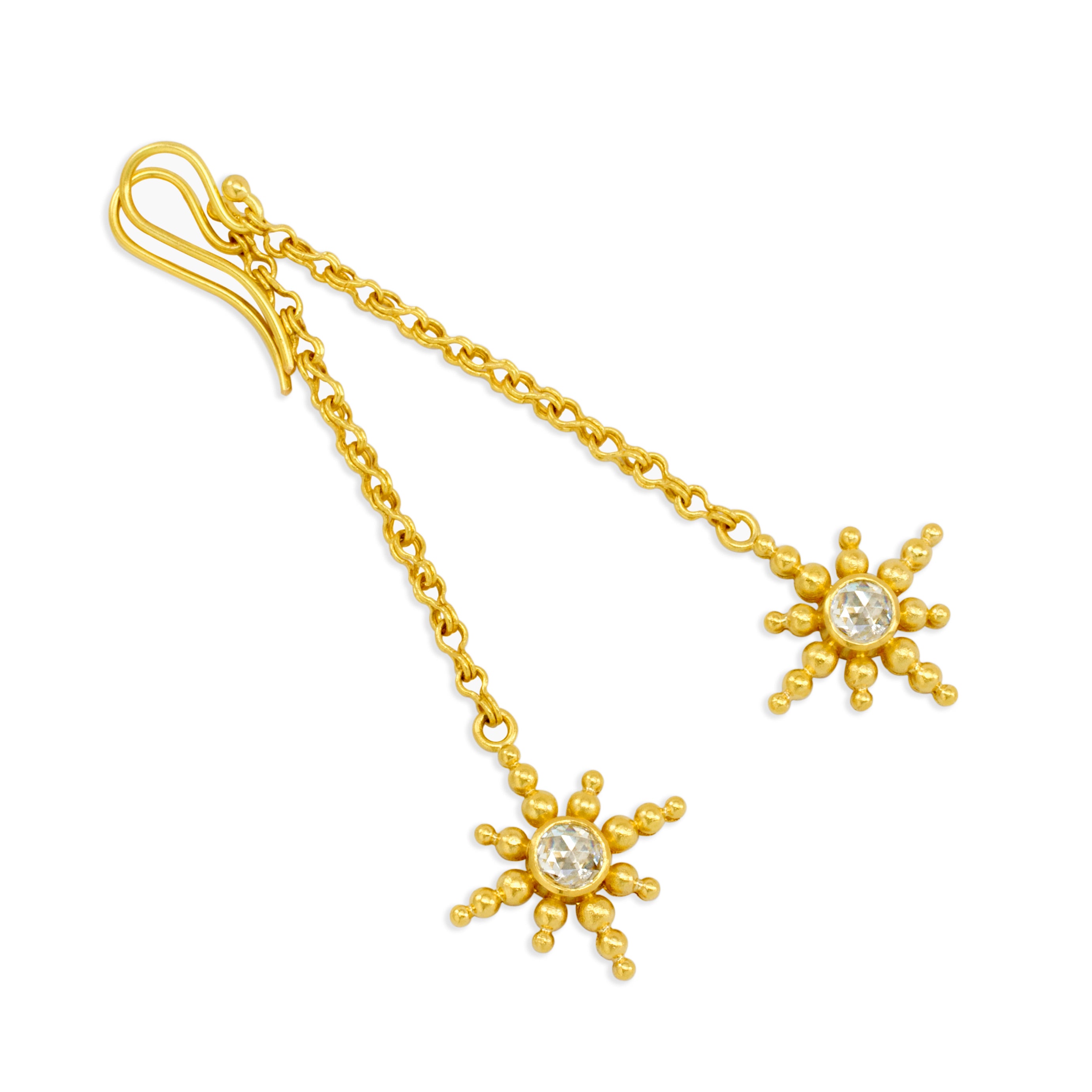 22k gold diamond earrings by fine jewelry designer Linda Hoj