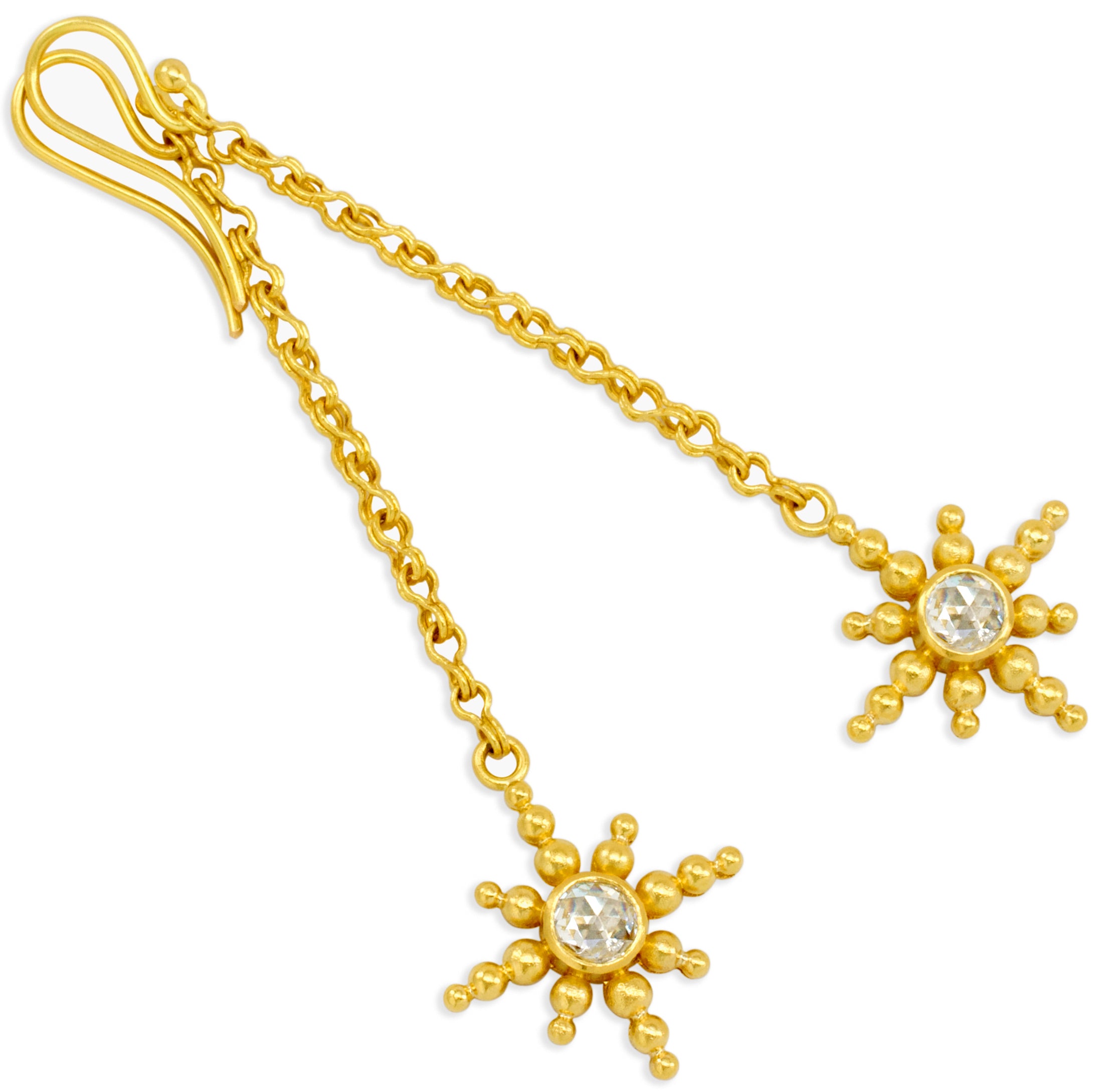 22k gold diamond earrings by fine jewelry designer Linda Hoj