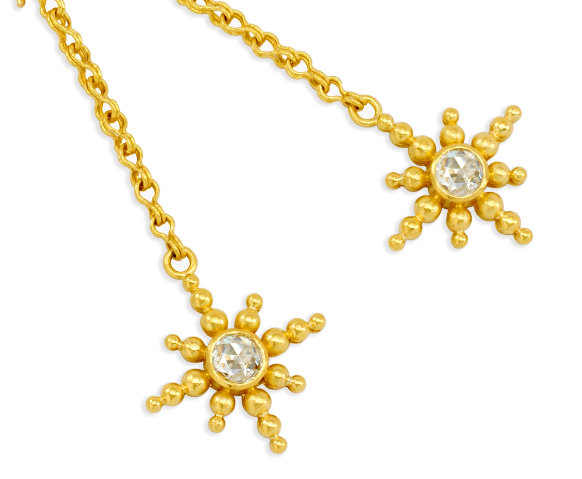 22k gold diamond earrings by fine jewelry designer Linda Hoj
