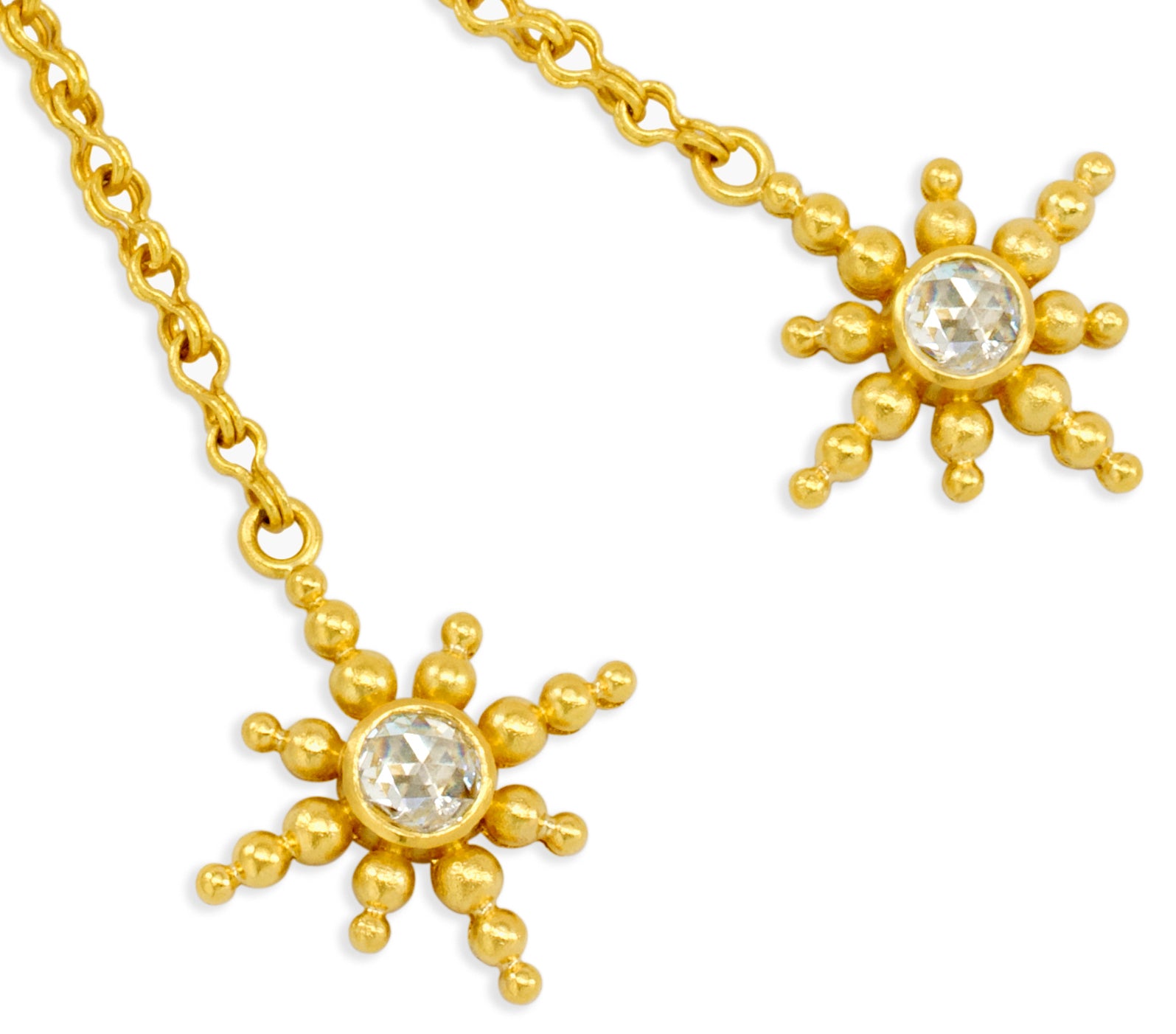 22k gold diamond earrings by fine jewelry designer Linda Hoj