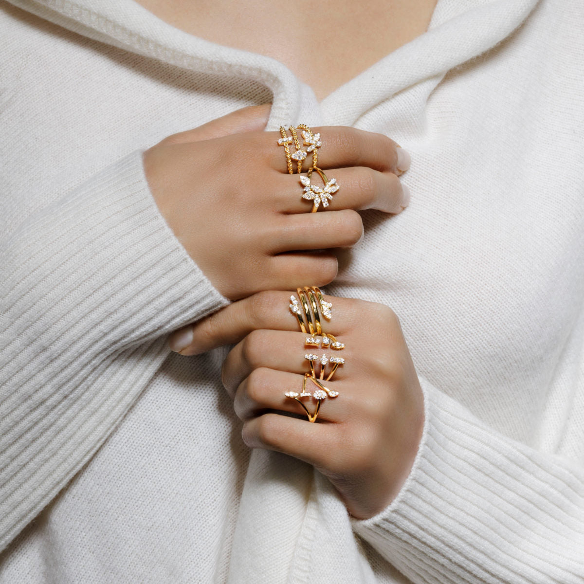 Diamond Natura ring in 18 karat gold by award winning fine jewelry designer Graziela