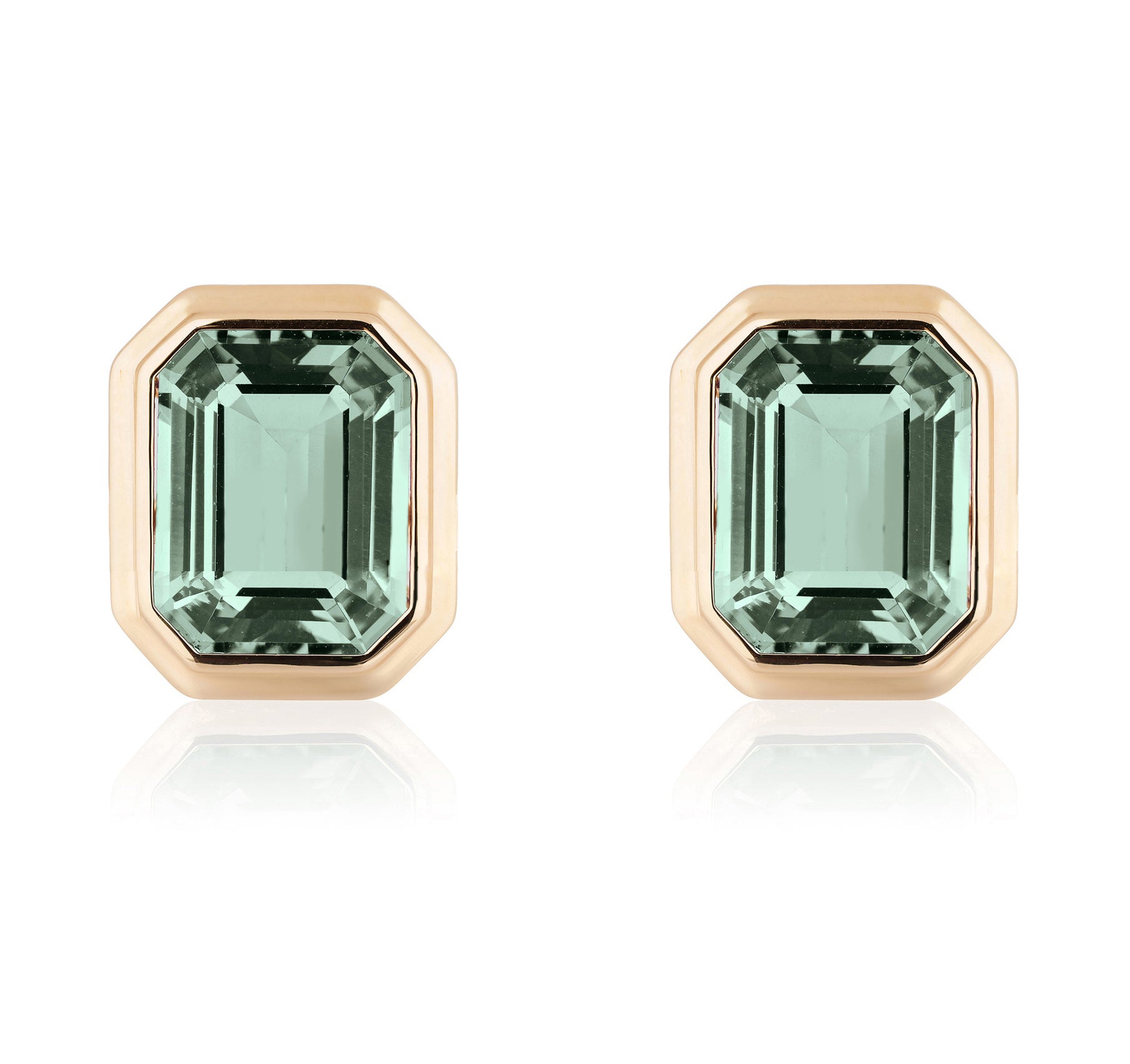Prasiolite Emerald Cut Stud Earrings