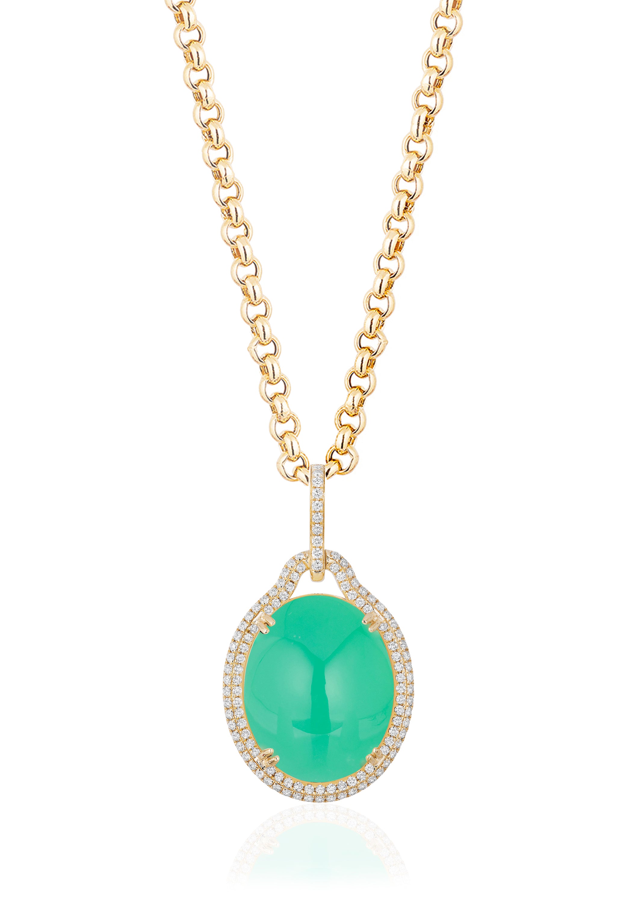 Chrysoprase Diamond 18k gold necklace  by fine jewelry designer Goshwara