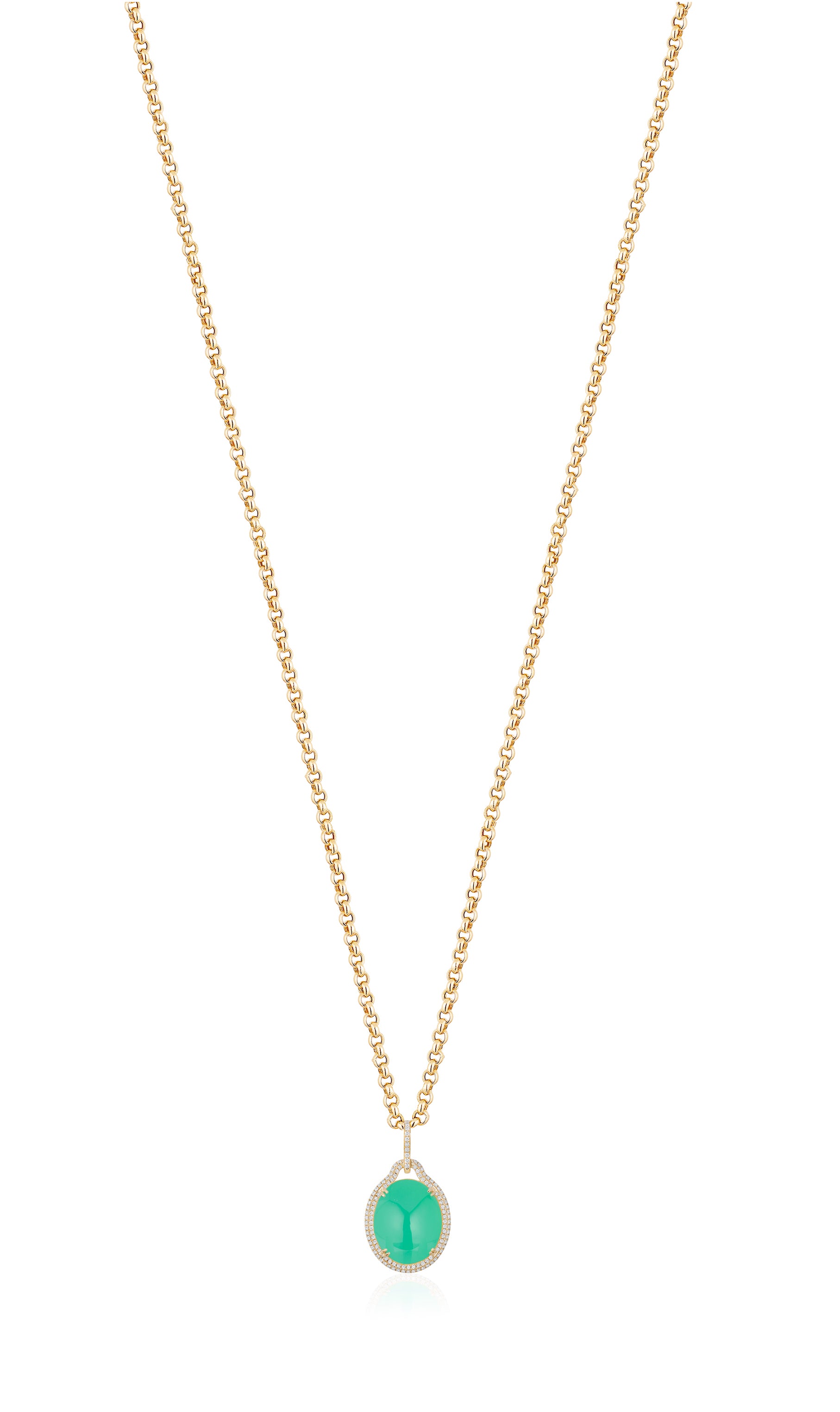 Chrysoprase Diamond 18k gold necklace by fine jewelry designer Goshwara