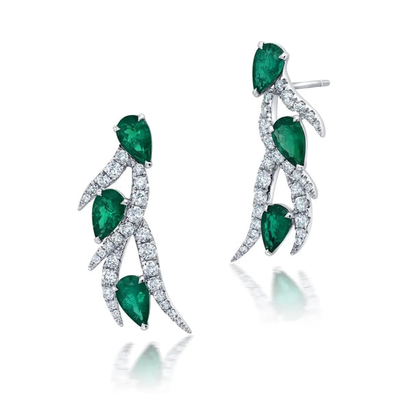 Dazzling diamonds and emerald couture ear climbers by award winning fine jewelry designer Graziela Gems