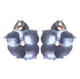 Blue Titanium Pearl Flower Earring